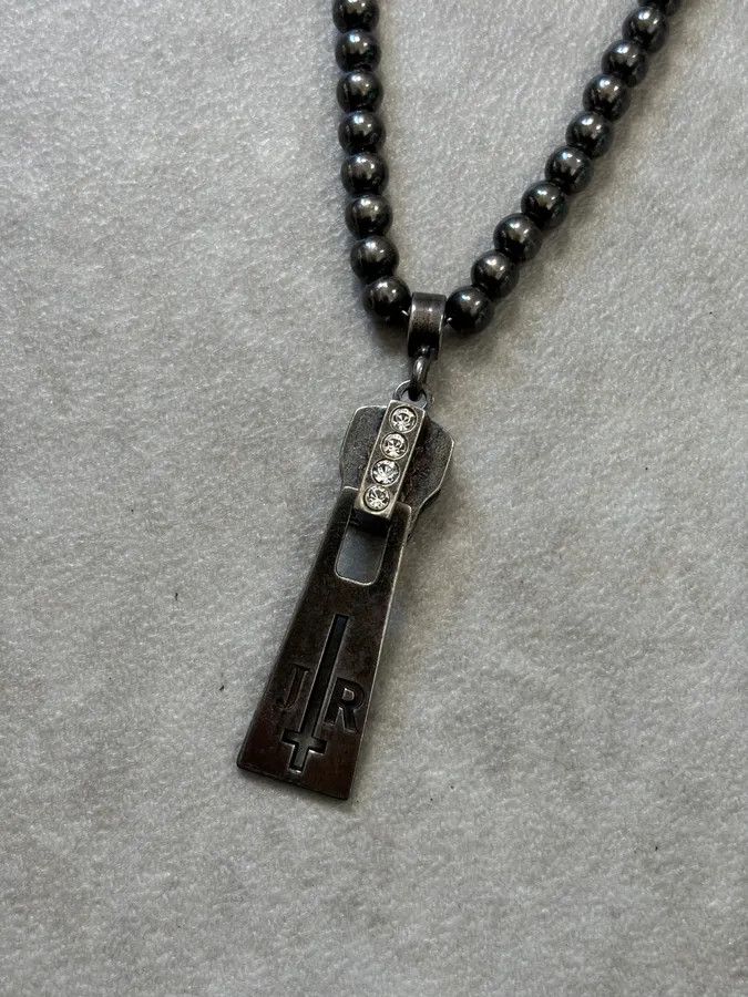 John Richmond John Richmond Dark Grey Metal Zip Pendant Necklace Size ONE SIZE - 4 Thumbnail