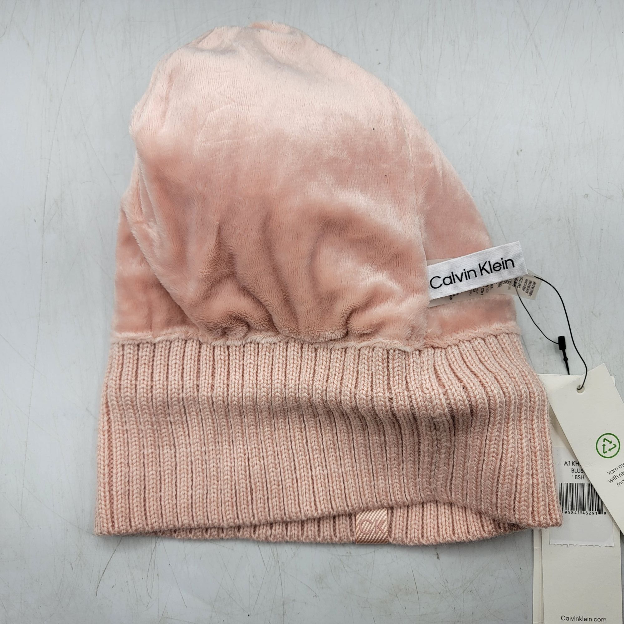 Calvin Klein Calvin Klein Womens Pink Blush Pom Beanie Hat Faux Fur Winte Size ONE SIZE - 3 Thumbnail