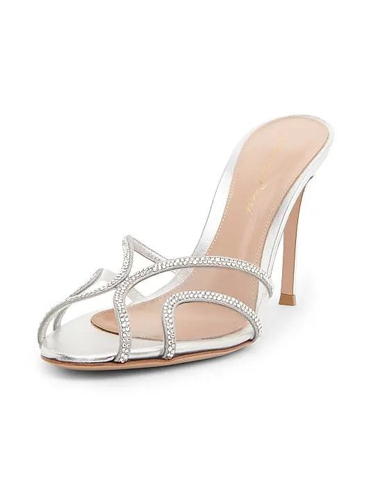 Gianvito Rossi os11x0126 Burma 95mm Embellished Sandals in Silver Size US 7.5 / IT 37.5 - 2 Thumbnail