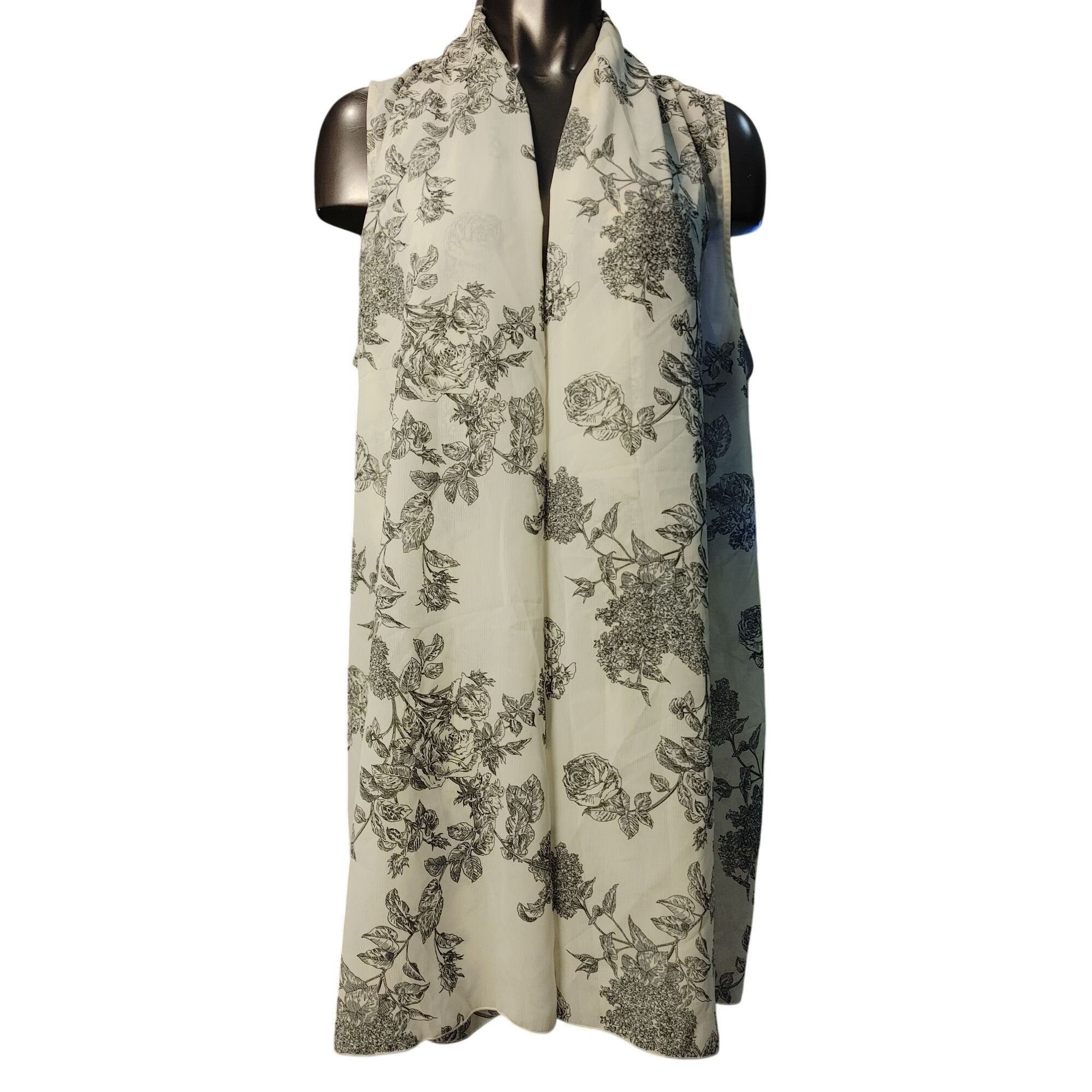 Other Susan Graver Women's White Floral Sheer Sleeveless Wrap Swea Size XL / US 12-14 / IT 48-50 - 1 Thumbnail