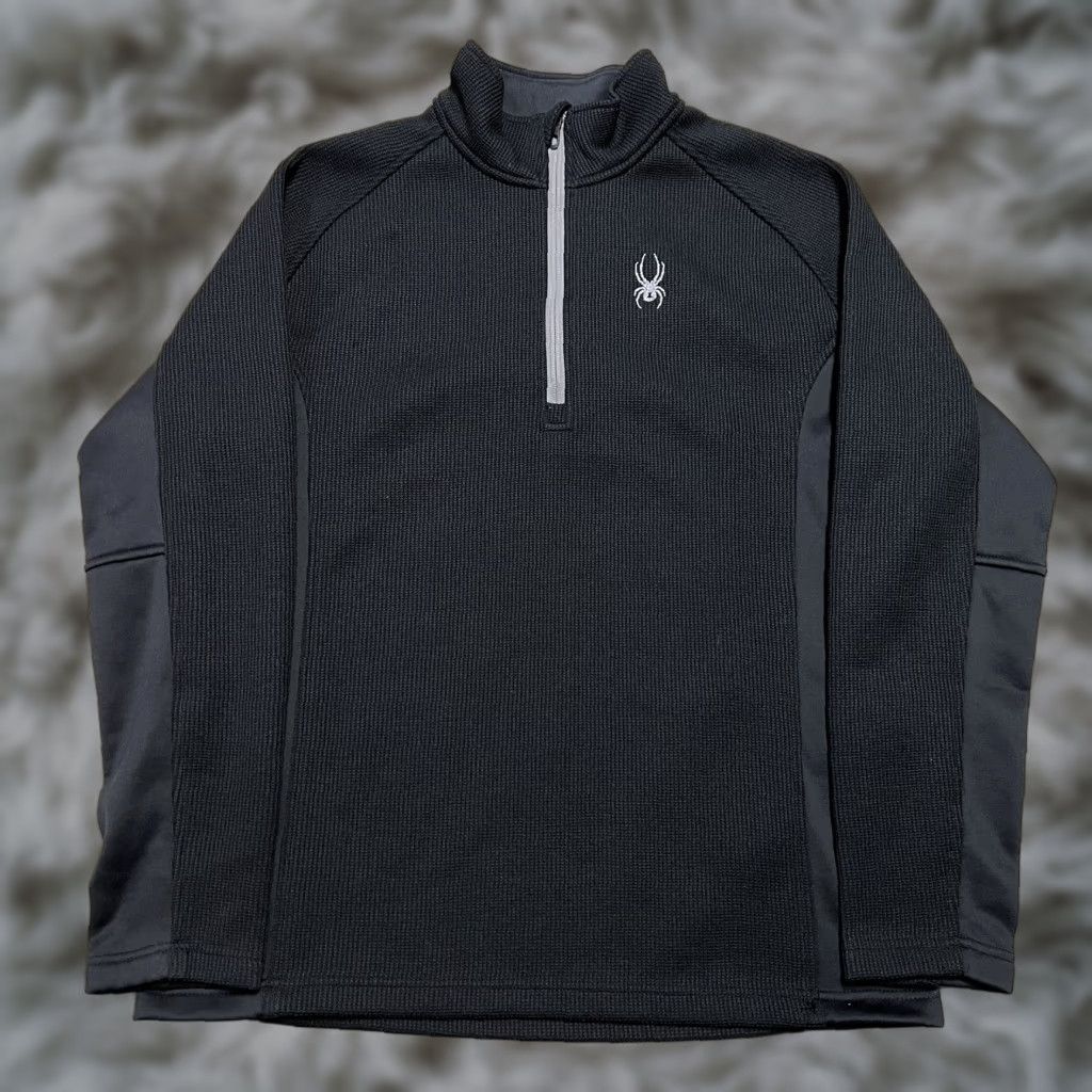 Spyder Spyder Jacket Mens XL 1/4 Zip Softshell Outdoor Windbreaker Black Zip Zip Closure Standing Collar Embroidered Logo Size US XL / EU 56 / 4 - 1 Thumbnail