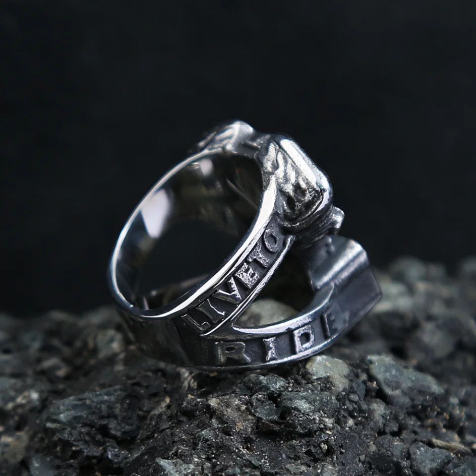 Japanese Brand × Jewelry × Vintage Vintage Steampunk Motorcycle Engine Skull Ring Size ONE SIZE - 4 Thumbnail