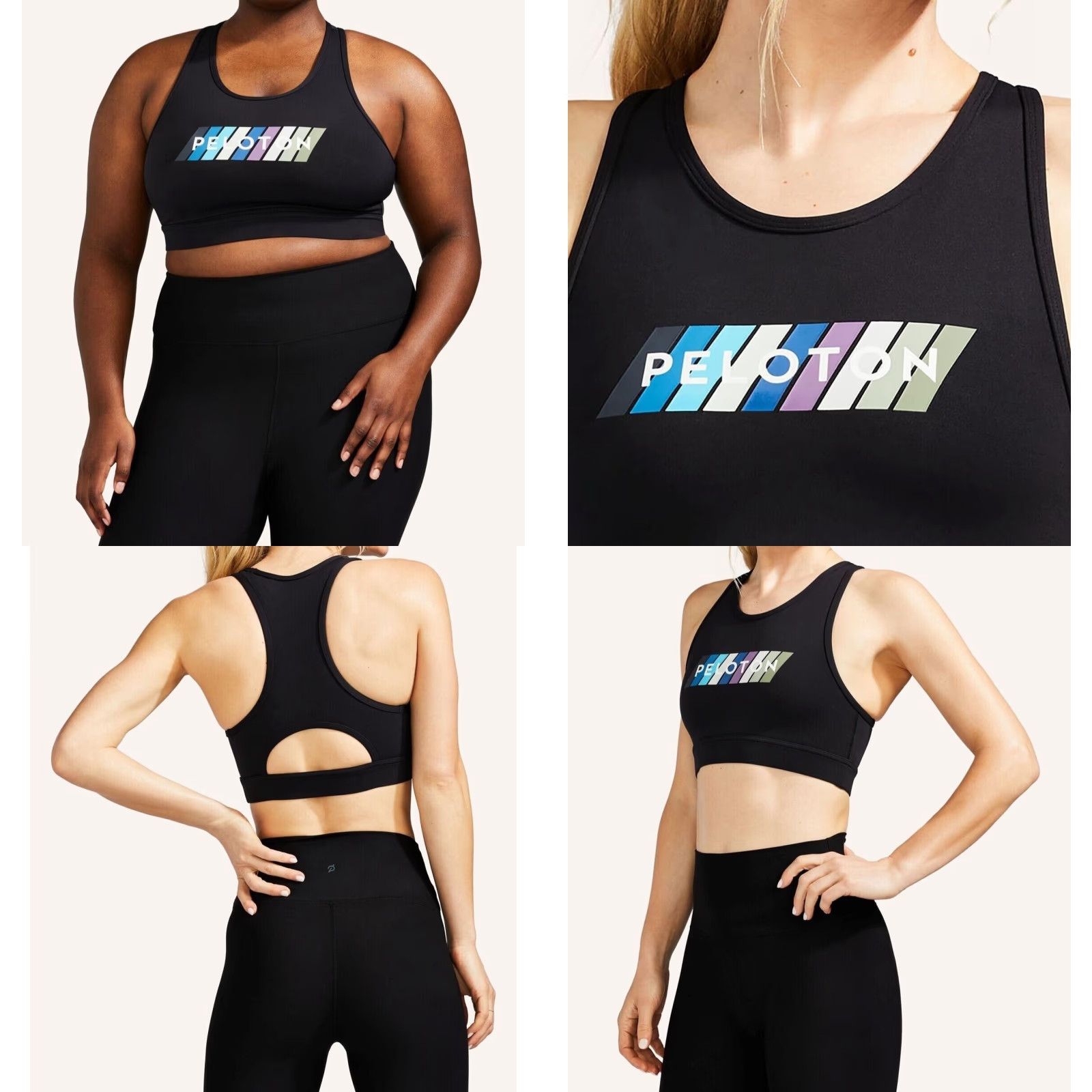 Vintage Peloton Sports Bra Shirt Womens 1X Black High Neck Racerback NWT Logo Cross Athletic Activewear Size ONE SIZE - 8 Thumbnail