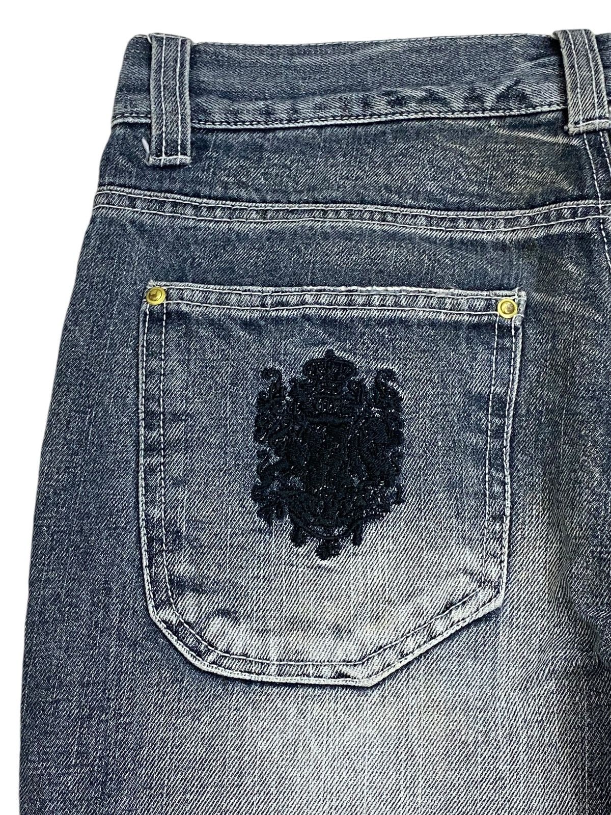 LOWBOX Vintage Lowbox Washed Grey Distressed Gothic L Patch Edgy Size US 31 - 16 Thumbnail