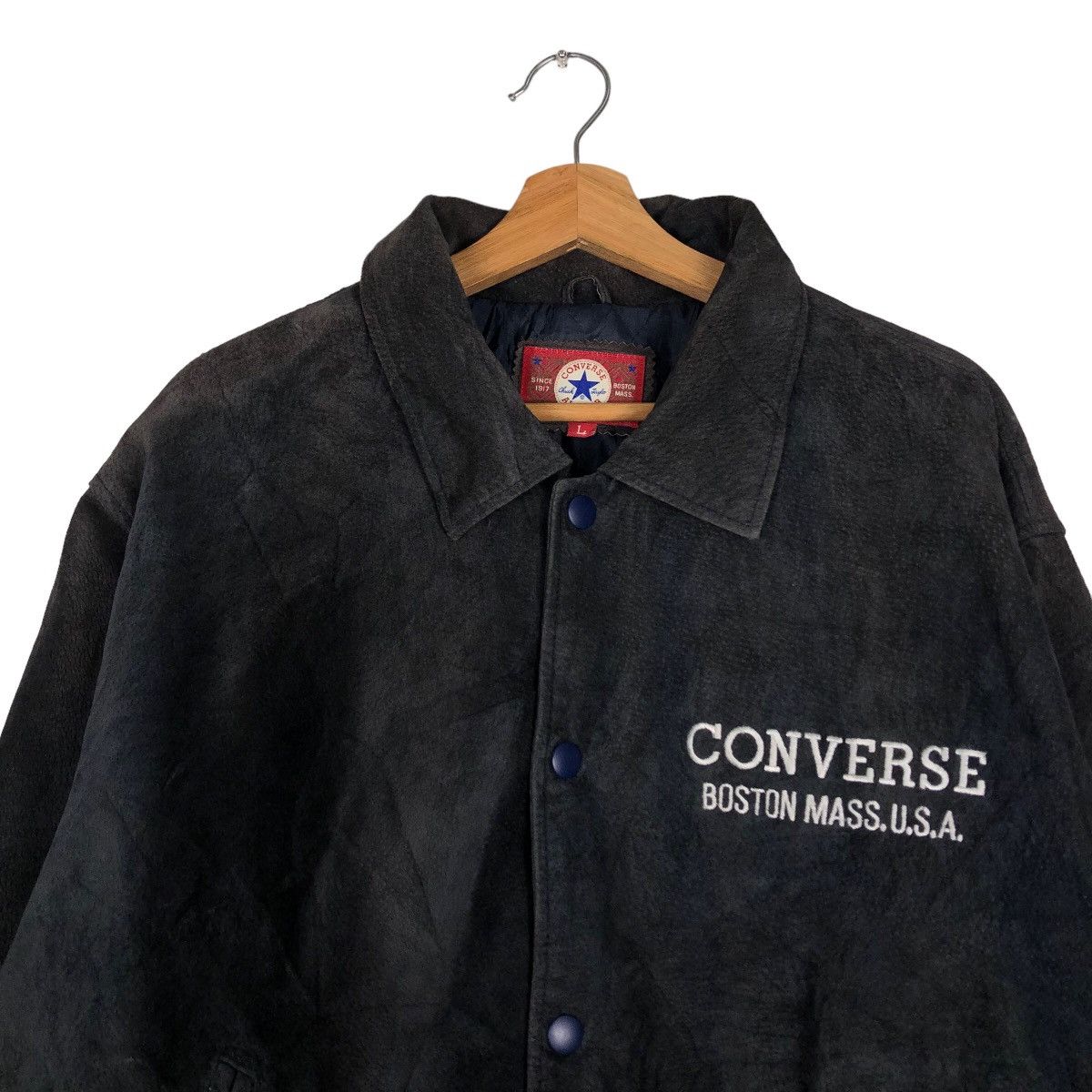 Japanese Brand Vintage Bomber Jacket Leather Converse Boston Mass All Star Size US L / EU 52-54 / 3 - 3 Thumbnail