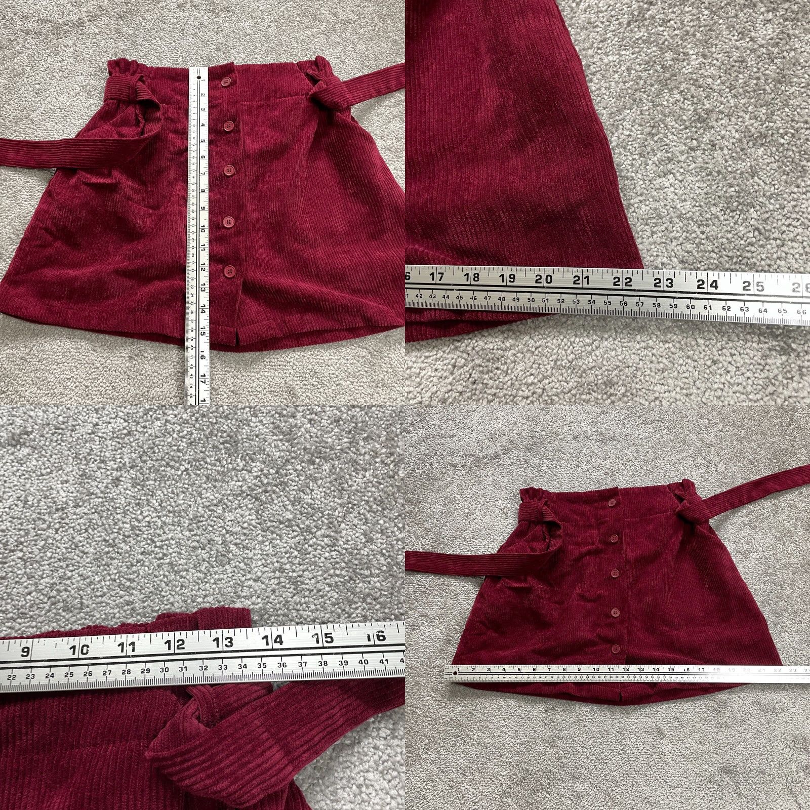 Cider Cider Brand Corduroy Skirt Mini Down Button Belted Red W30 Medium NWOT New Womens Size 32" / US 10 / IT 46 - 8 Thumbnail