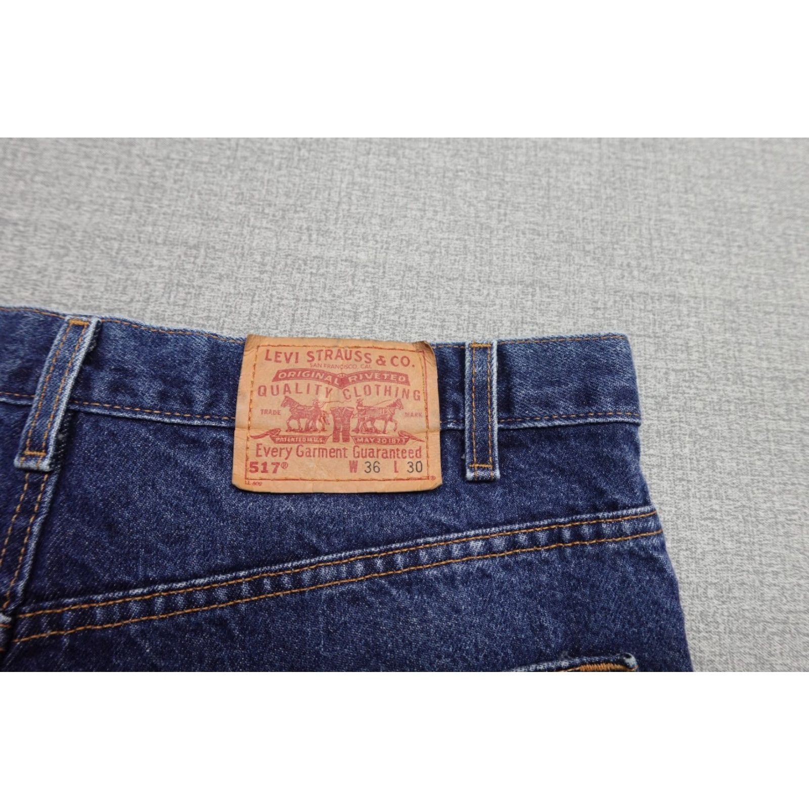 Levi's Levi's Vintage 517 Jorts Denim Blue Dark Wash Mens 36 Casual 5-Pocket Relaxed California White Belt Loops Retro Size US 36 / EU 52 - 5 Thumbnail
