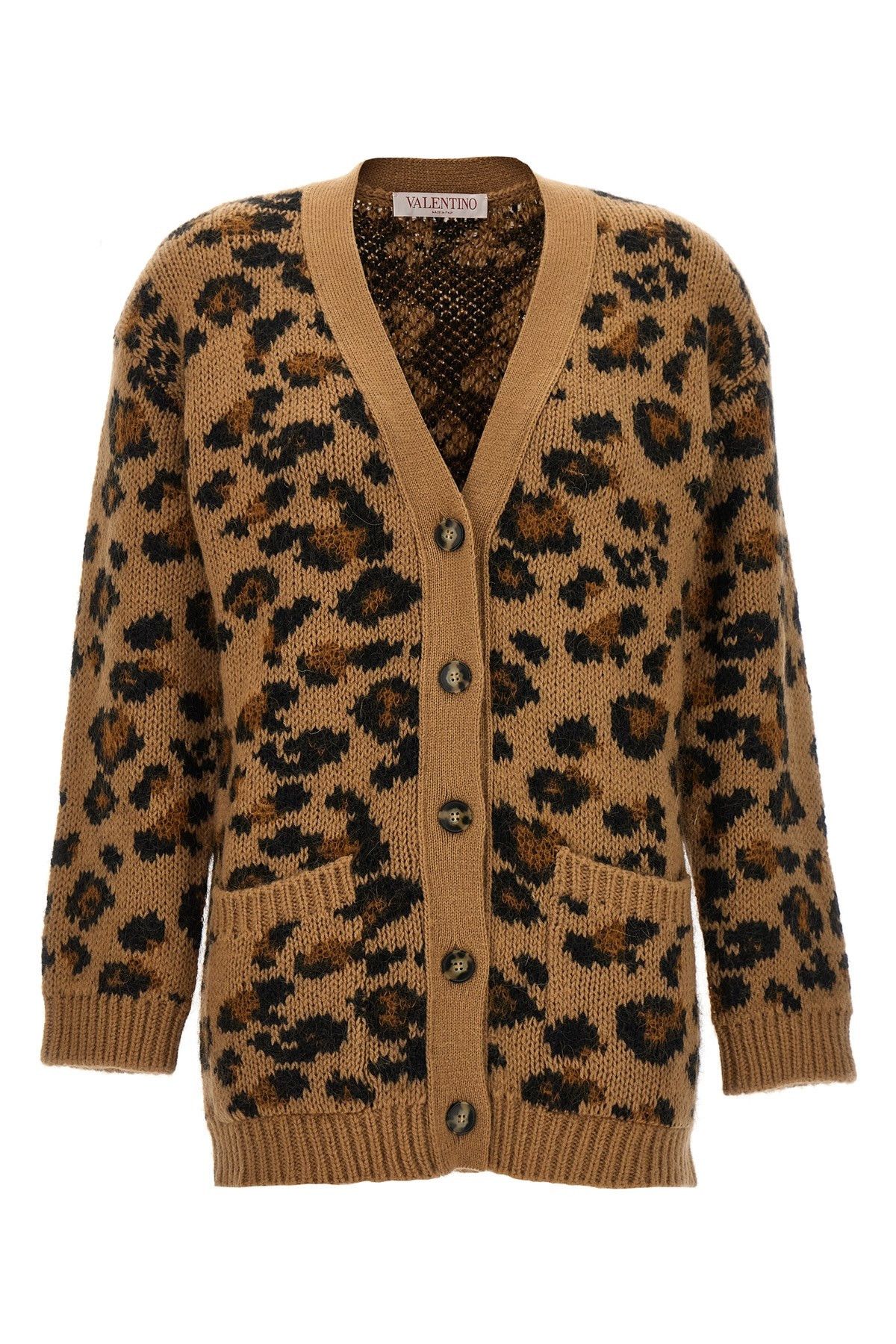 image of Valentino Garavani Valentino Animalier Cardigan in Beige, Women's (Size Medium)