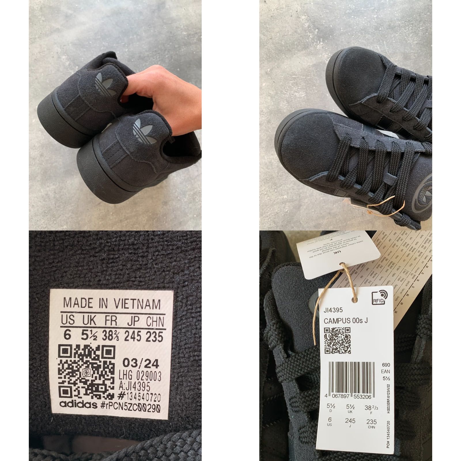 Adidas ADIDAS Campus Sneaker Women US 6, UK 5 1/2, EUR 38 2/3, 245 mm Black Suede Low Top 2024 Campus Model Shoes Size US 6 / IT 36 - 8 Thumbnail