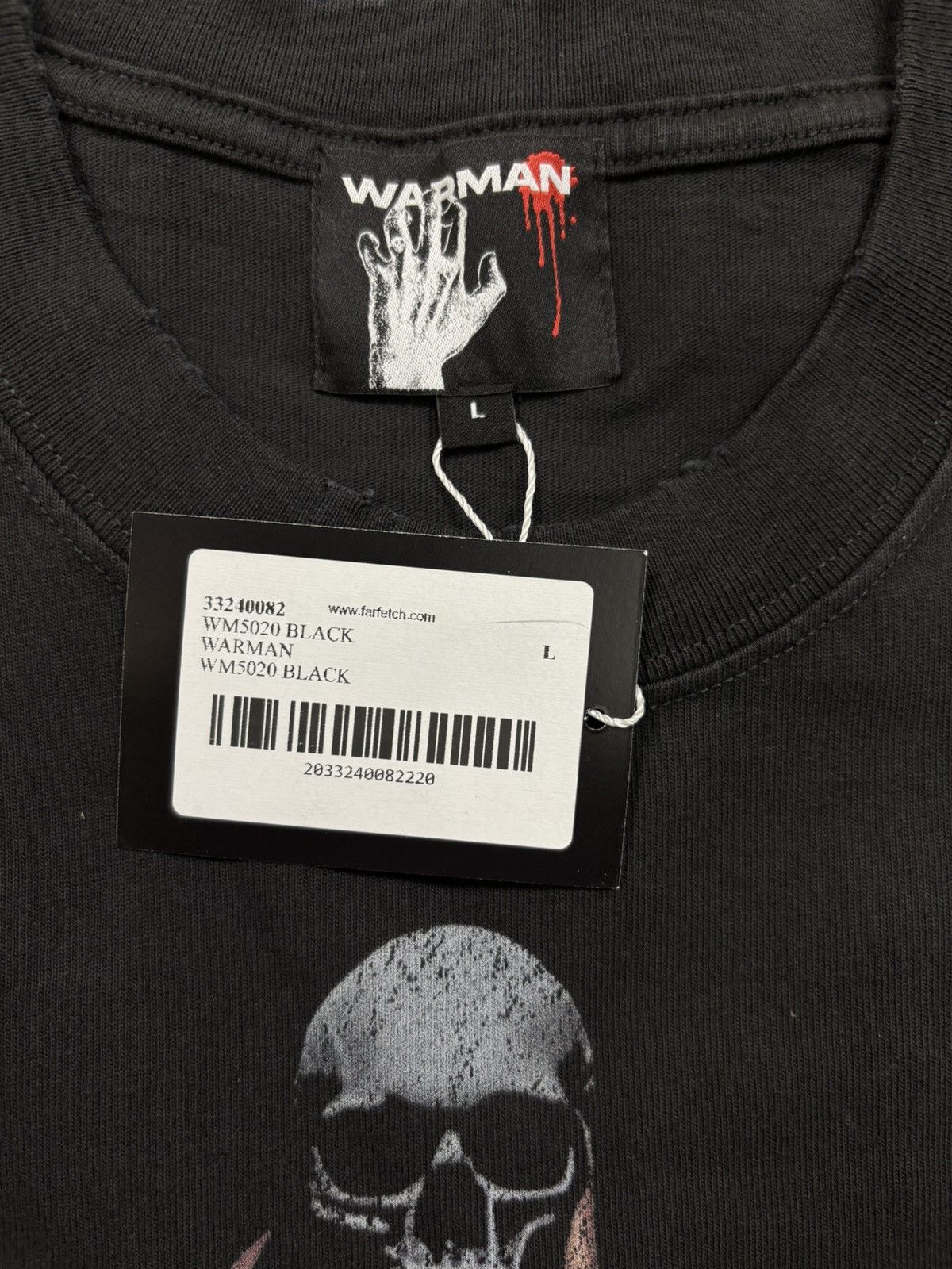 Vintage Warman Fire Circle Skulls Graphic T-Shirt, Washed Black Size US L / EU 52-54 / 3 - 7 Thumbnail
