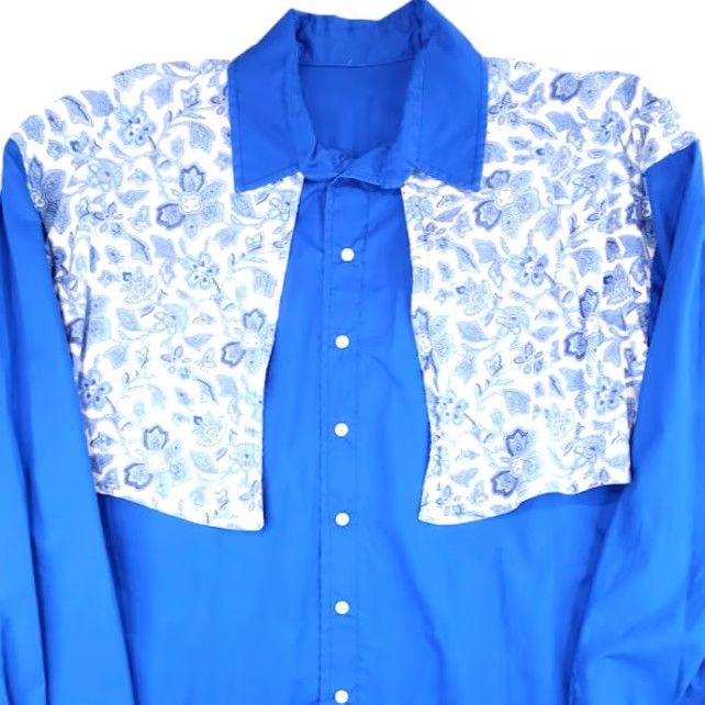 Vintage Vintage Western Shirt Mens XL Blue Paisley Cape Cowboy Pearl Snap Buttons Size US XL / EU 56 / 4 - 2 Thumbnail