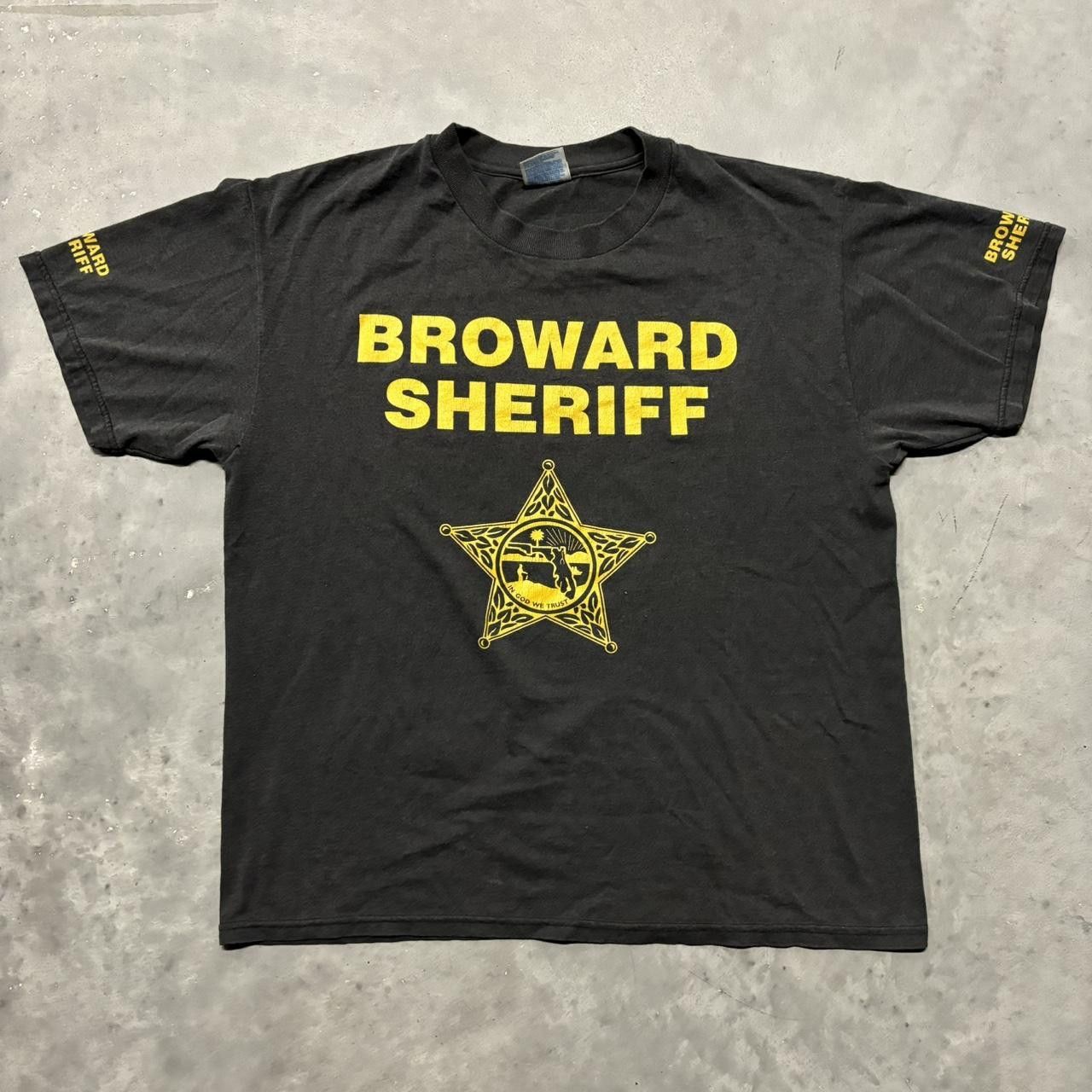 Japanese Brand × Vintage Crazy Vintage 90s Faded Broward Sheriff Opium Streetwear Graphic Tee! Size US L / EU 52-54 / 3 - 1 Thumbnail