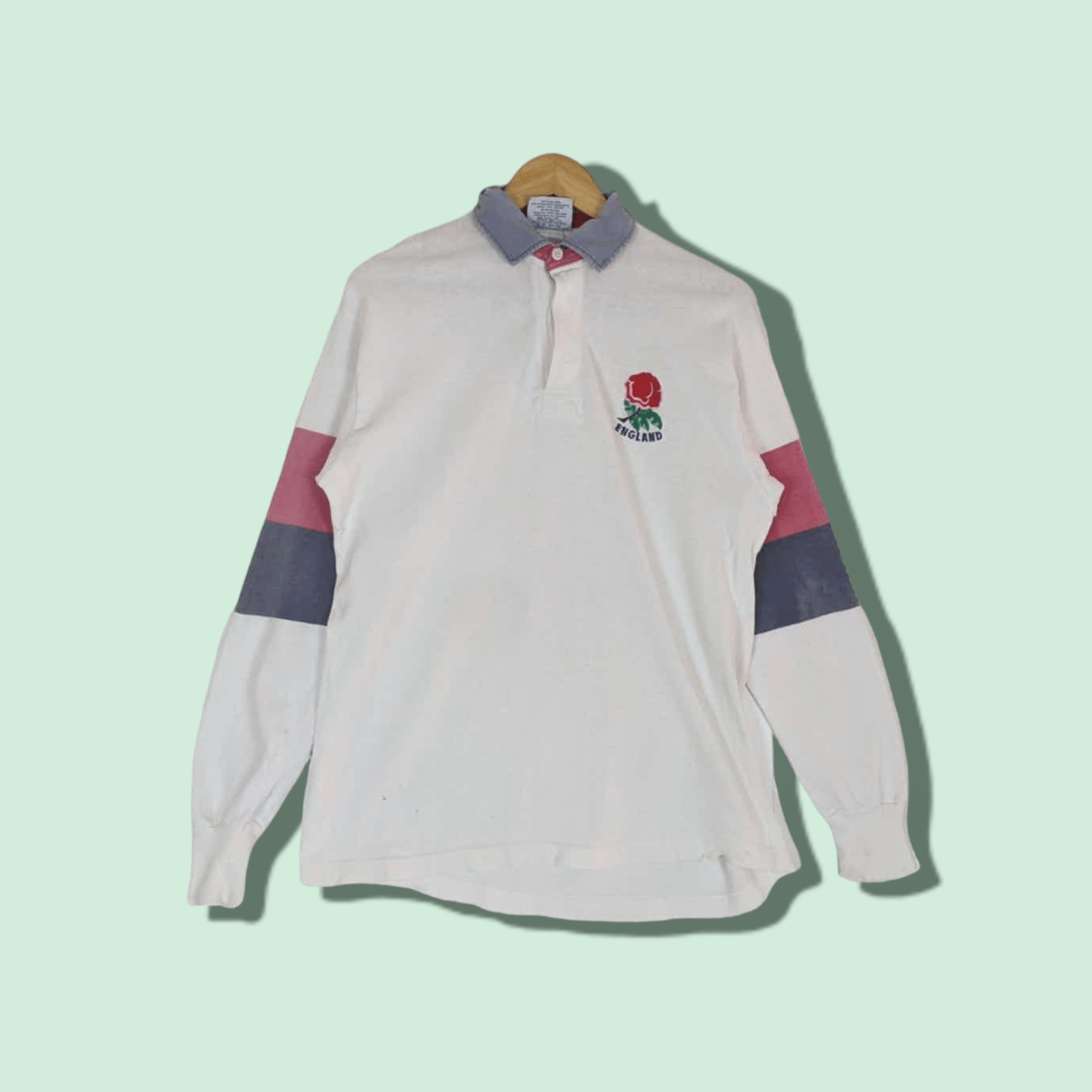 image of Vintage Barbarian England Rugby Team Jersey Sweatshirt in White, Men's (Size Medium)