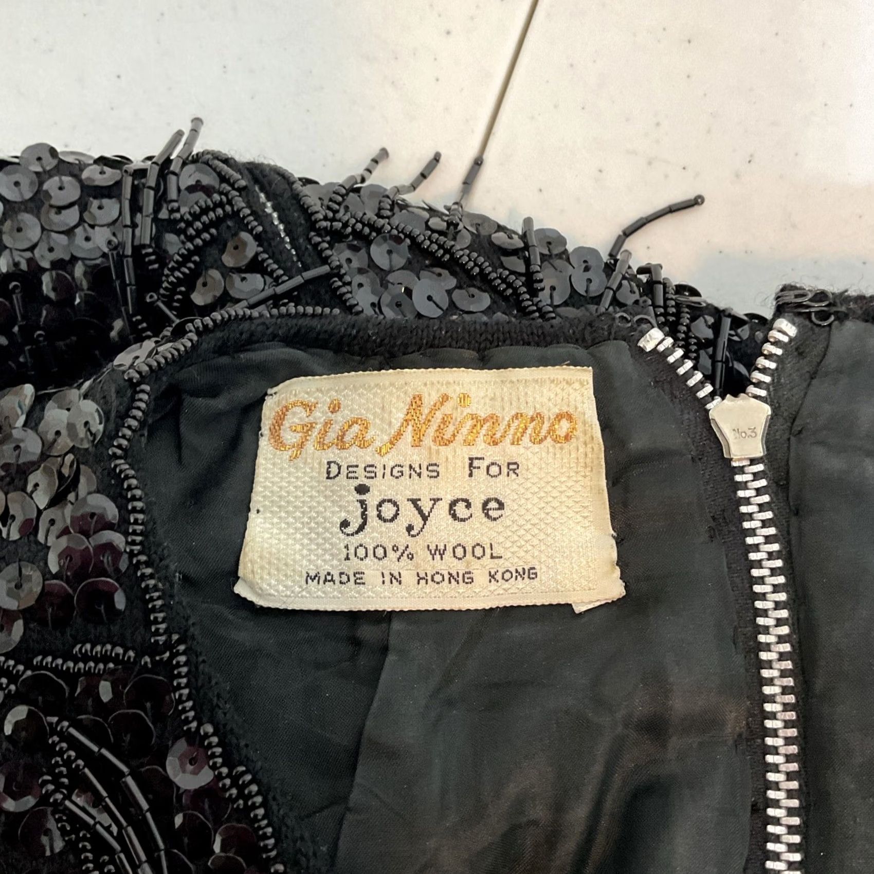 Vintage Gia Ninno Fringe High Neck Zip Back Vintage Black Wool Sequin & Beaded Top sz 14 Size L / US 10 / IT 46 - 8 Thumbnail