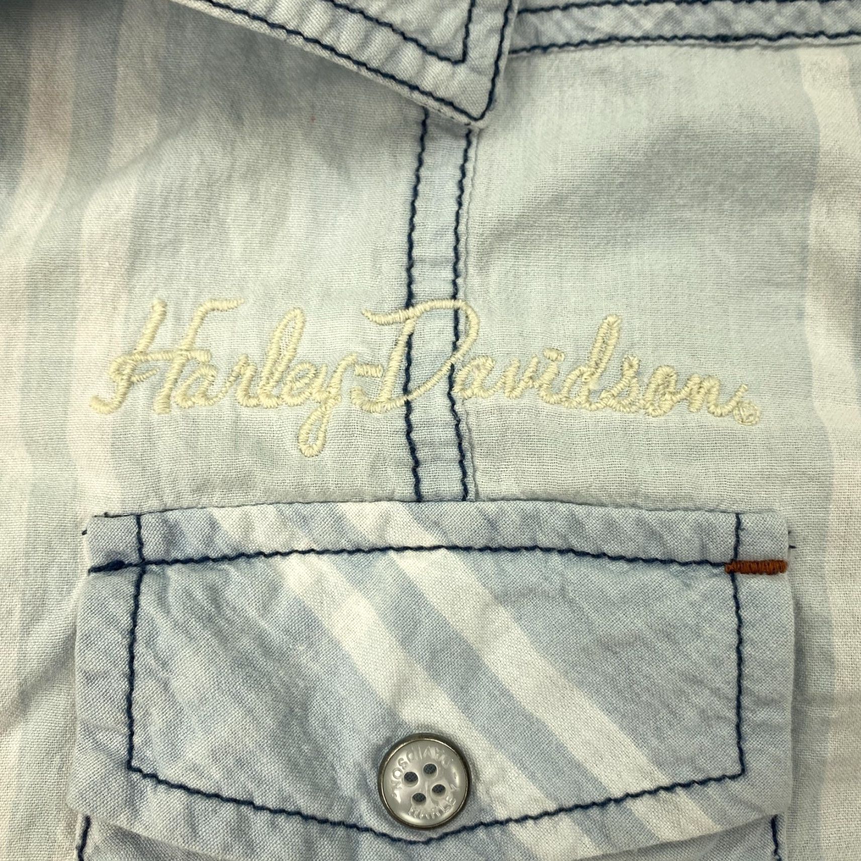 Harley Davidson Harley-Davidson Women’s Cotton Plaid Western Shirt Medium Blue Denim Casual Biker Motorcycle Size M / US 6-8 / IT 42-44 - 4 Thumbnail