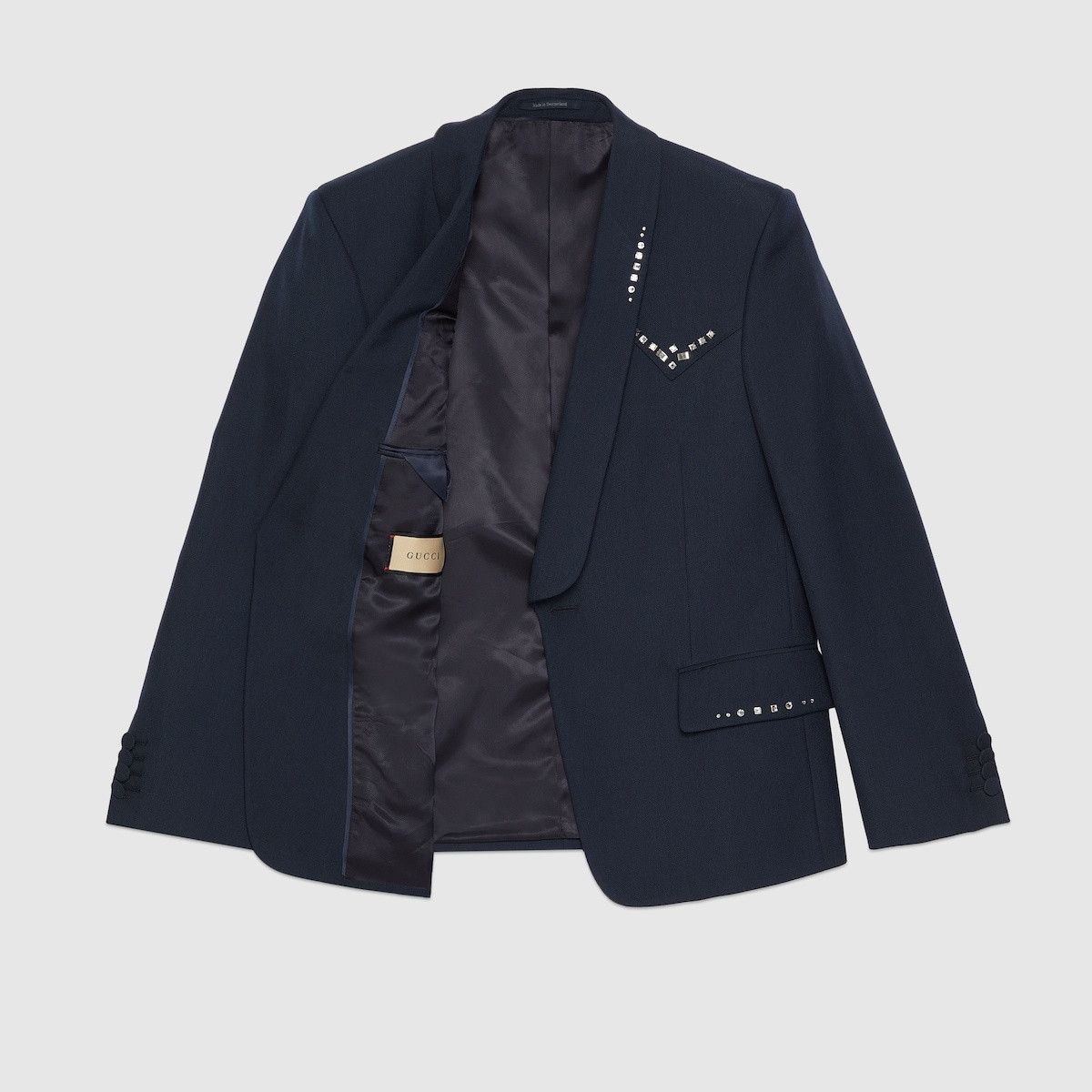 Gucci o1s1wg110125 Wool Twill Jacket Crystal Embroidery Navy Blue Size US S / EU 44-46 / 1 - 7 Thumbnail