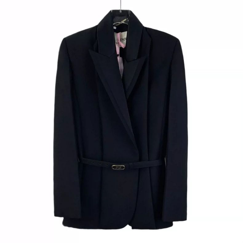 Fendi FENDI Black notch collar long-sleeve suit jacket Size XXS / US 00 / IT 34 - 1 Thumbnail