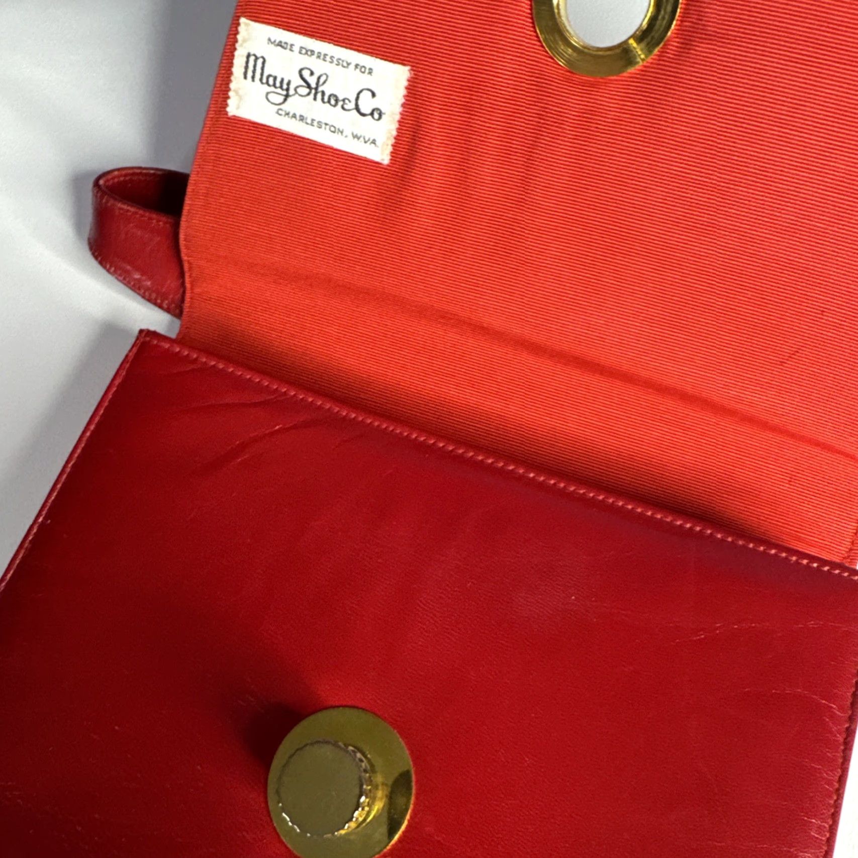 CO VINTAGE May Shoe Co Purse Hand Bag Charleston WV Red Coin Bag Size ONE SIZE - 6 Thumbnail