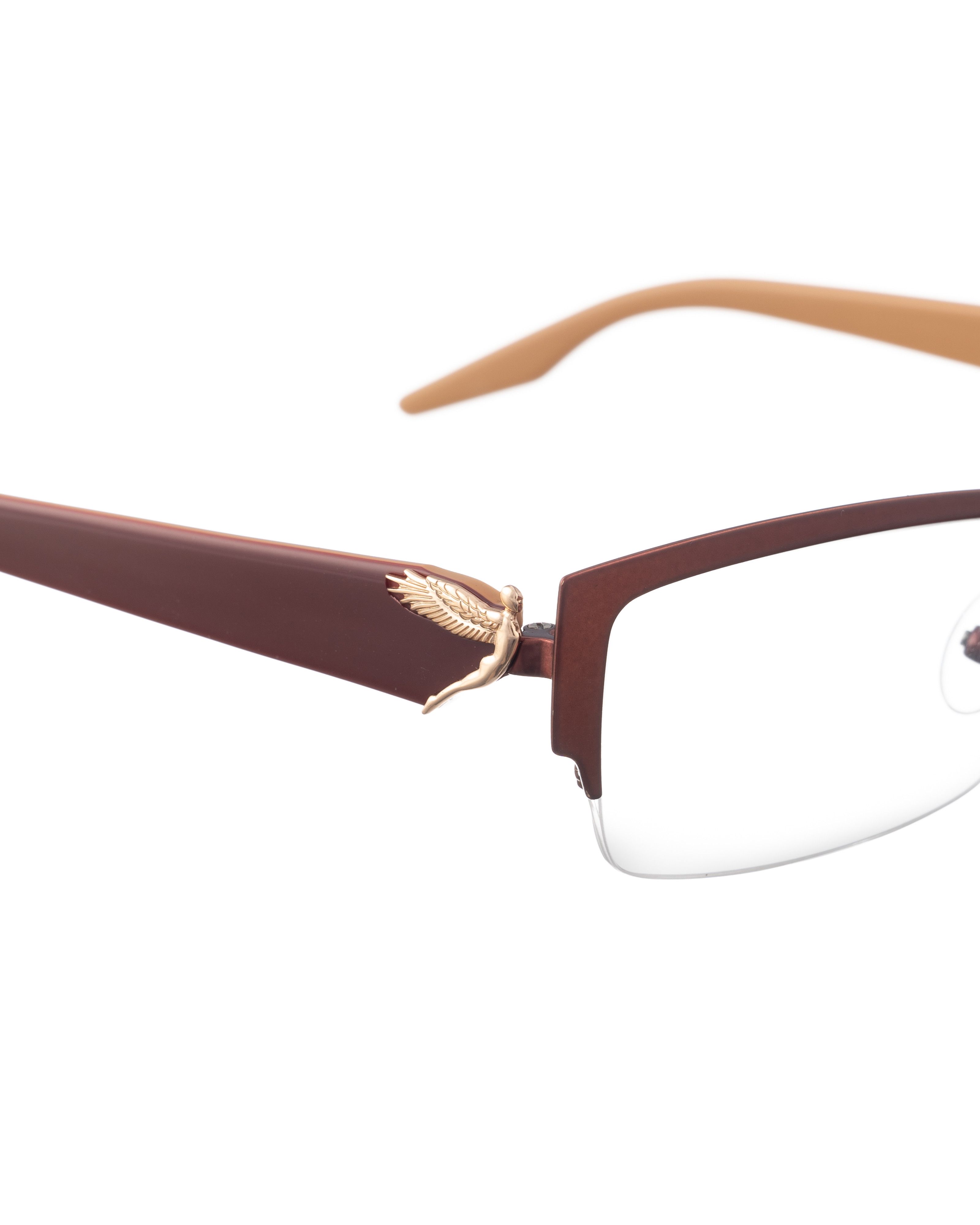 Diesel Diesel 00s Brown Half Rim Glasses with Caramel Temples Size ONE SIZE - 1 Thumbnail