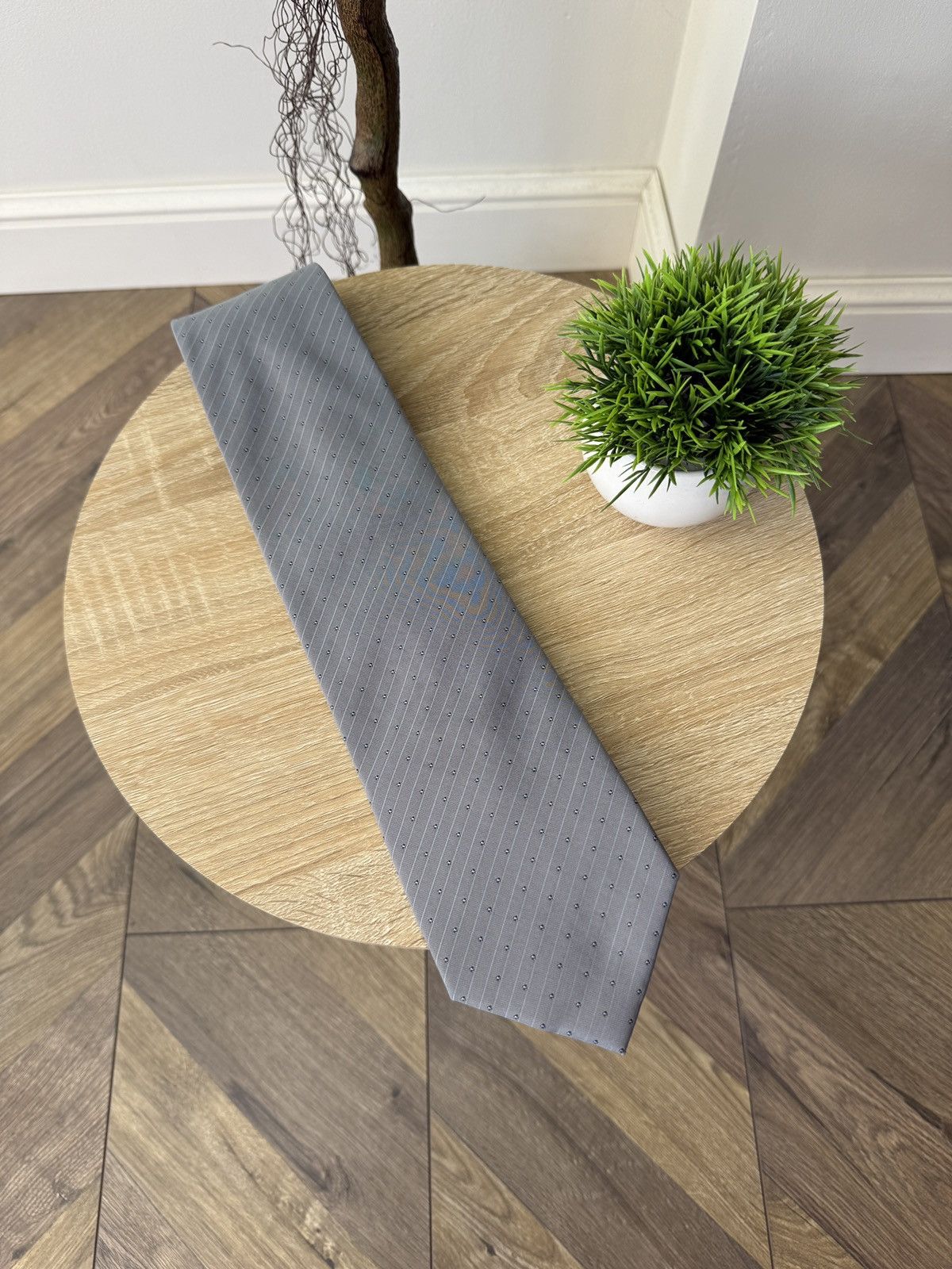 Valentino Vintage Valentino Silk Tie Gray Striped Size ONE SIZE - 2 Thumbnail