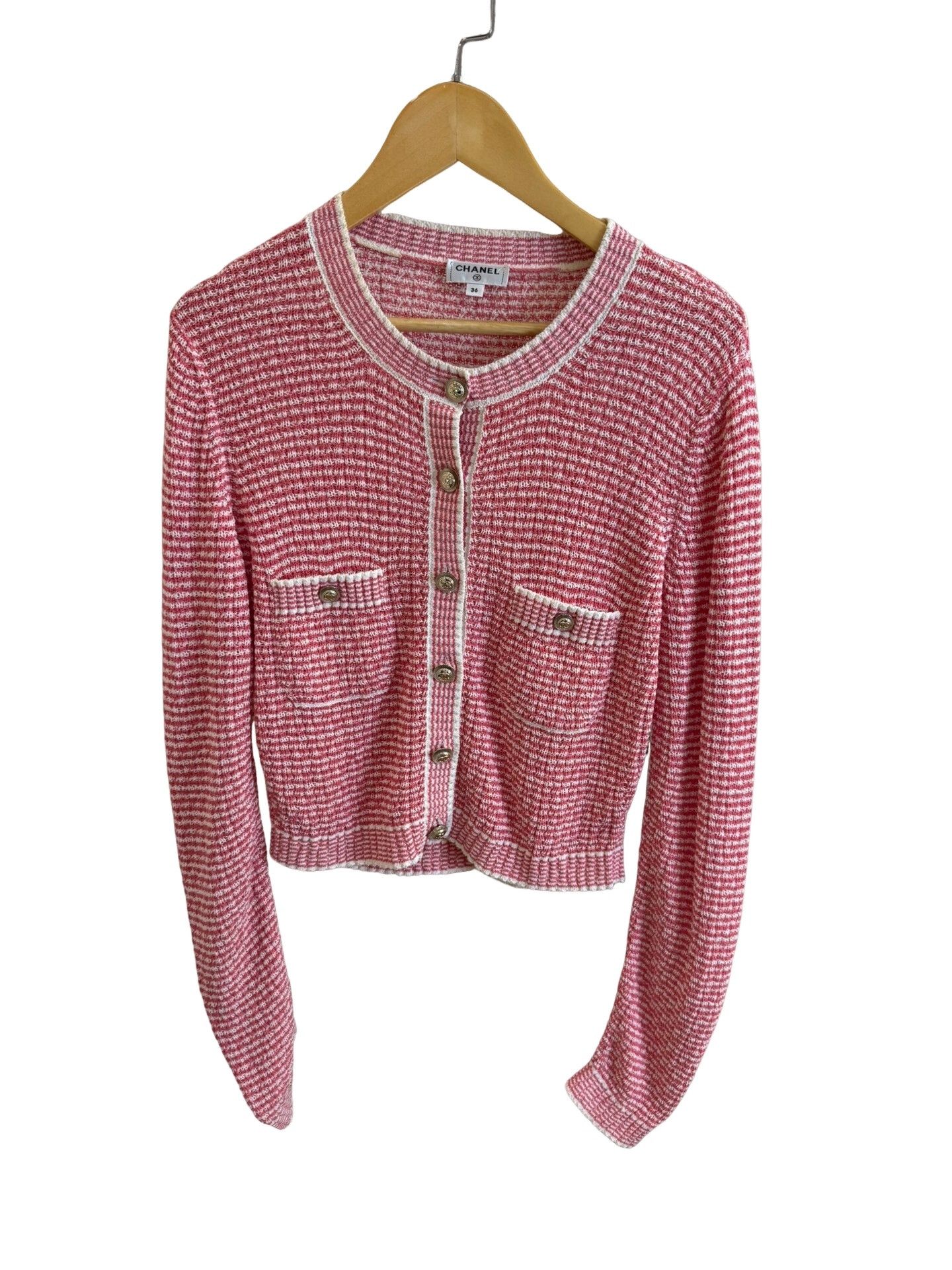 Chanel Chanel Striped Knit CC Button Cardigan Size 36 Size XS / US 0-2 / IT 36-38 - 1 Thumbnail