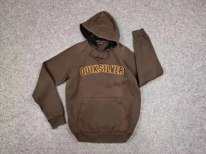Quiksilver Vintage 90's Quiksilver Brown Big Logo Faded Boxy Hoodie Size US L / EU 52-54 / 3 - 4 Thumbnail