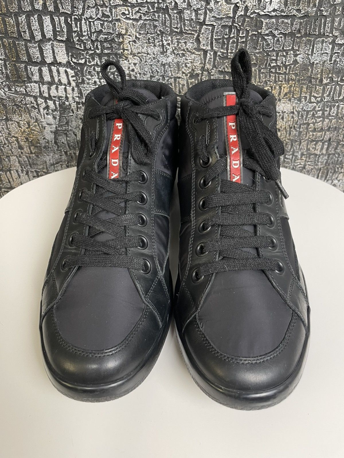 Prada Prada Shoes Black High Top Sneakers Leather Shoes Size US 9 / EU 42 - 4 Thumbnail