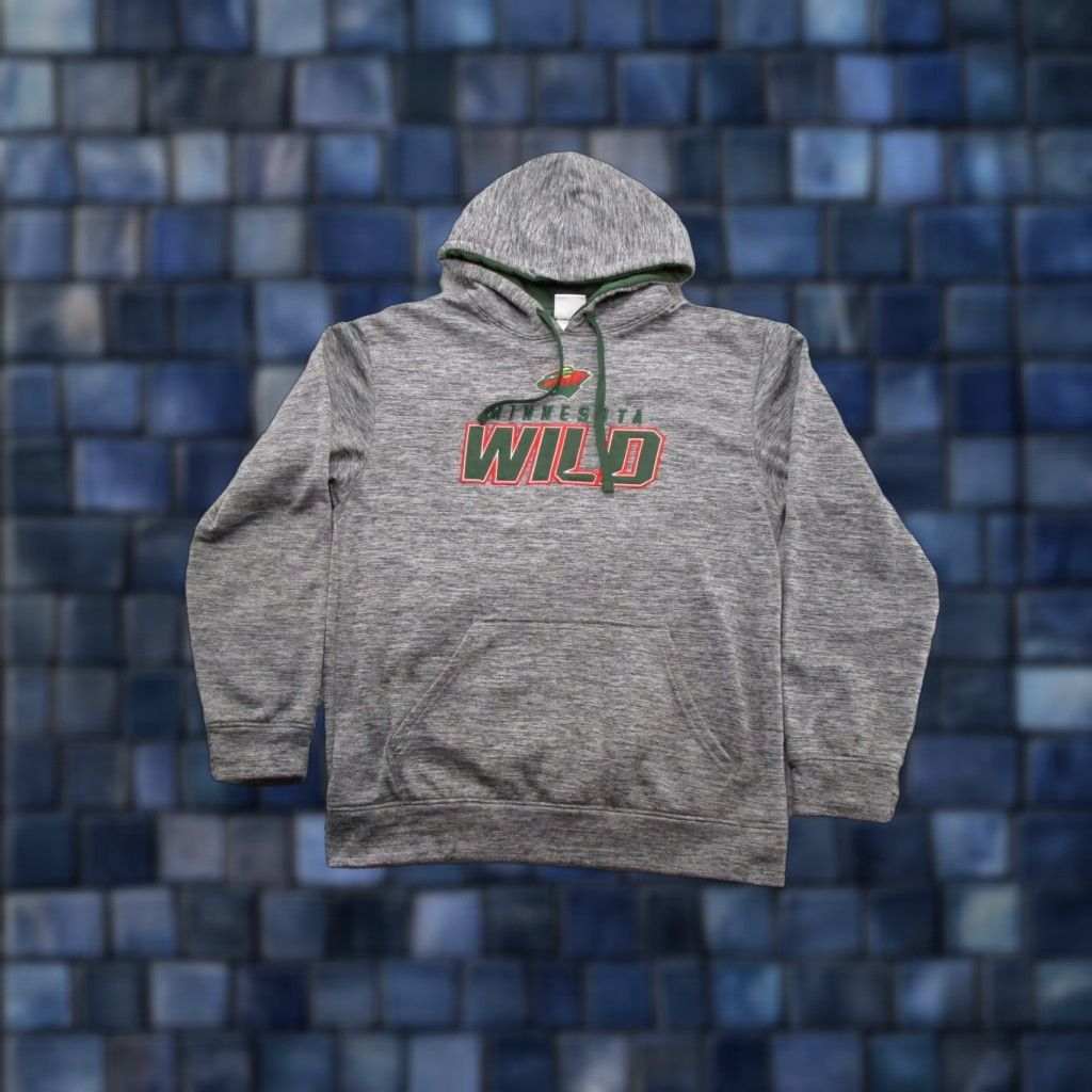 NHL NHL Minnesota Wild Hoodie Embroidered Sweatshirt Men’s Size M Gray Sports Pullover All Seasons Hooded Size US M / EU 48-50 / 2 - 1 Thumbnail