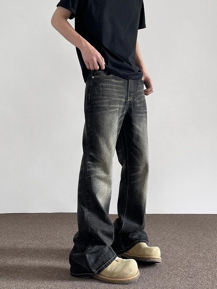 Jean Black Washed Wide Leg Denim Jeans Size US 30 / EU 46 - 1 Thumbnail