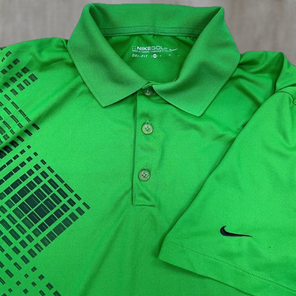 Nike Nike Polo Shirt Men Medium Green Black Dri Fit Performance Golf Geometric Adult Size US M / EU 48-50 / 2 - 1 Thumbnail