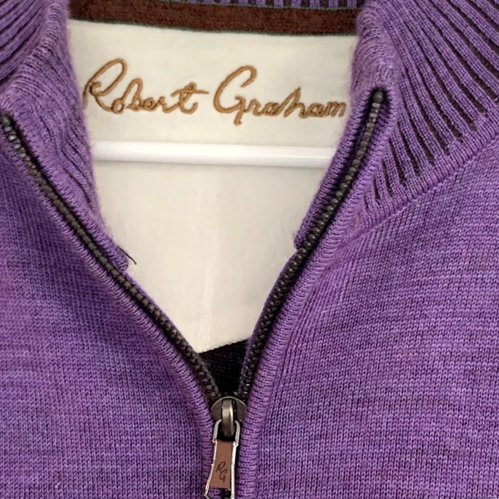 Robert Graham Robert Graham Sweater Men's Size Large PURPLE 100% Wool 1/4 Zip NICE Size US L / EU 52-54 / 3 - 4 Thumbnail