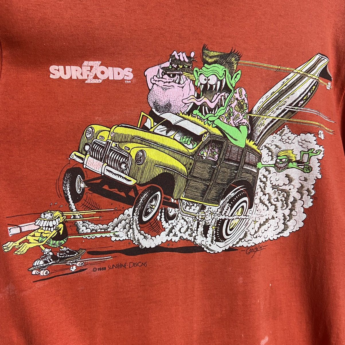 Vintage Vintage 80s Surf Zoids Monster Surf Skate Rat Fink T-Shirt Size US L / EU 52-54 / 3 - 2 Thumbnail