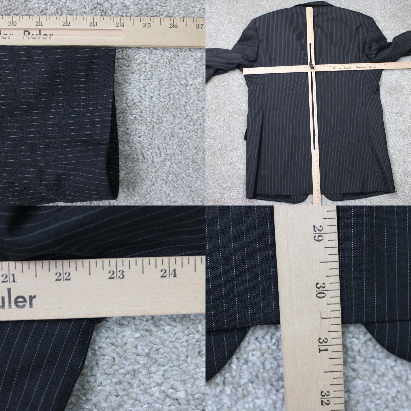 Jos. A. Bank Jos. A. Bank Blazer Mens 42 Regular Gray Pinstriped 100% Wool Two-Button Single Vent Blazer Jacket Size 42R - 8 Thumbnail