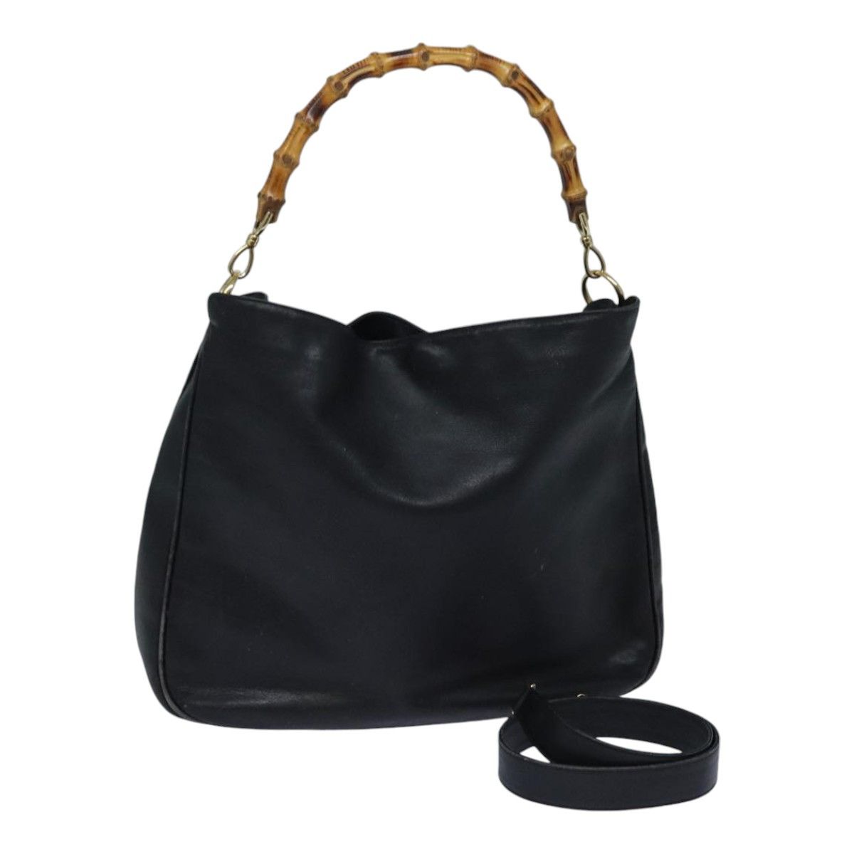 Gucci Bamboo Black Leather Handbag (Pre-Owned) Size ONE SIZE - 1 Thumbnail