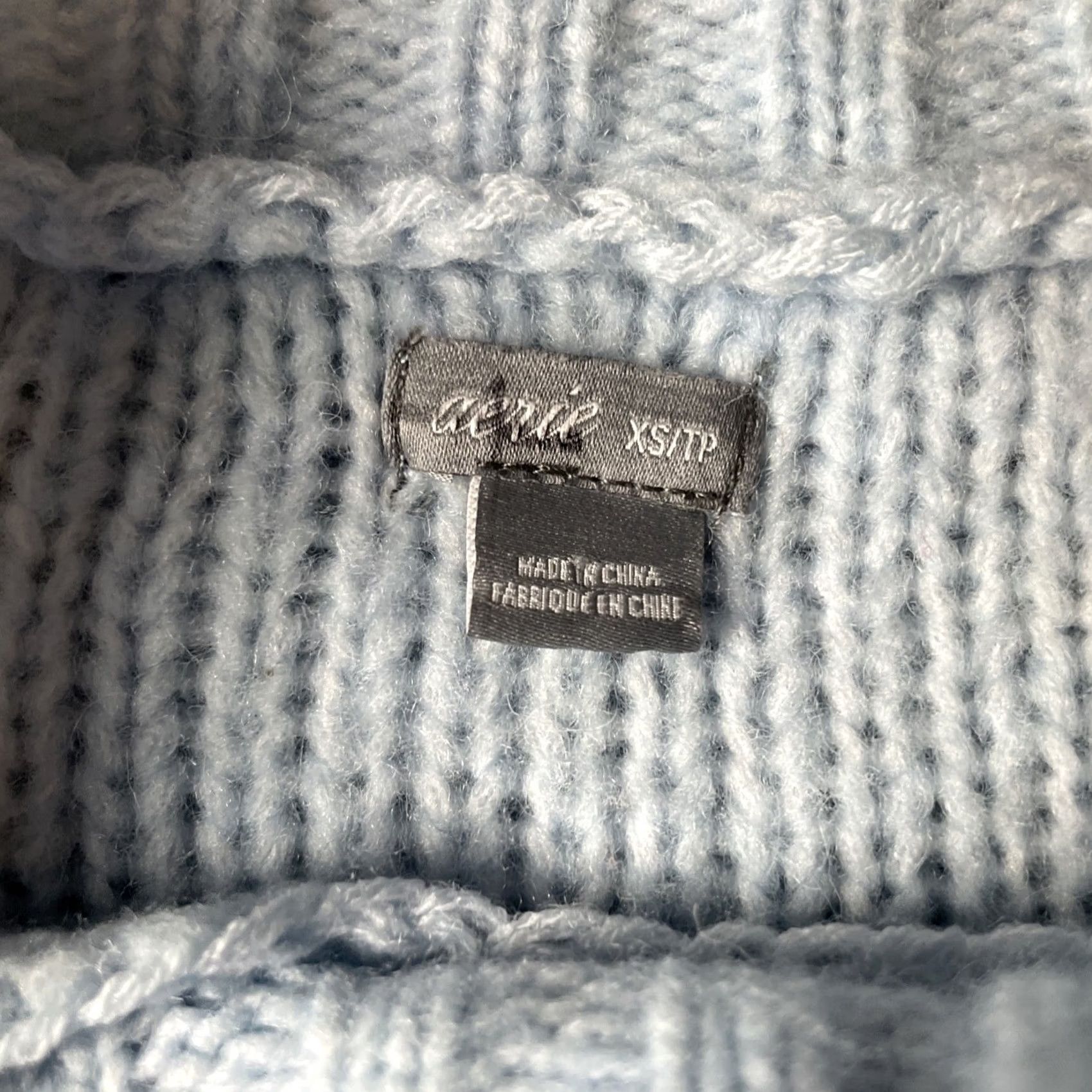 Vintage Aerie Sweater XS Cable-Knit Light Blue Pullover Crew Neck Long Sleeve Casual Womens XS Size XS / US 0-2 / IT 36-38 - 7 Thumbnail