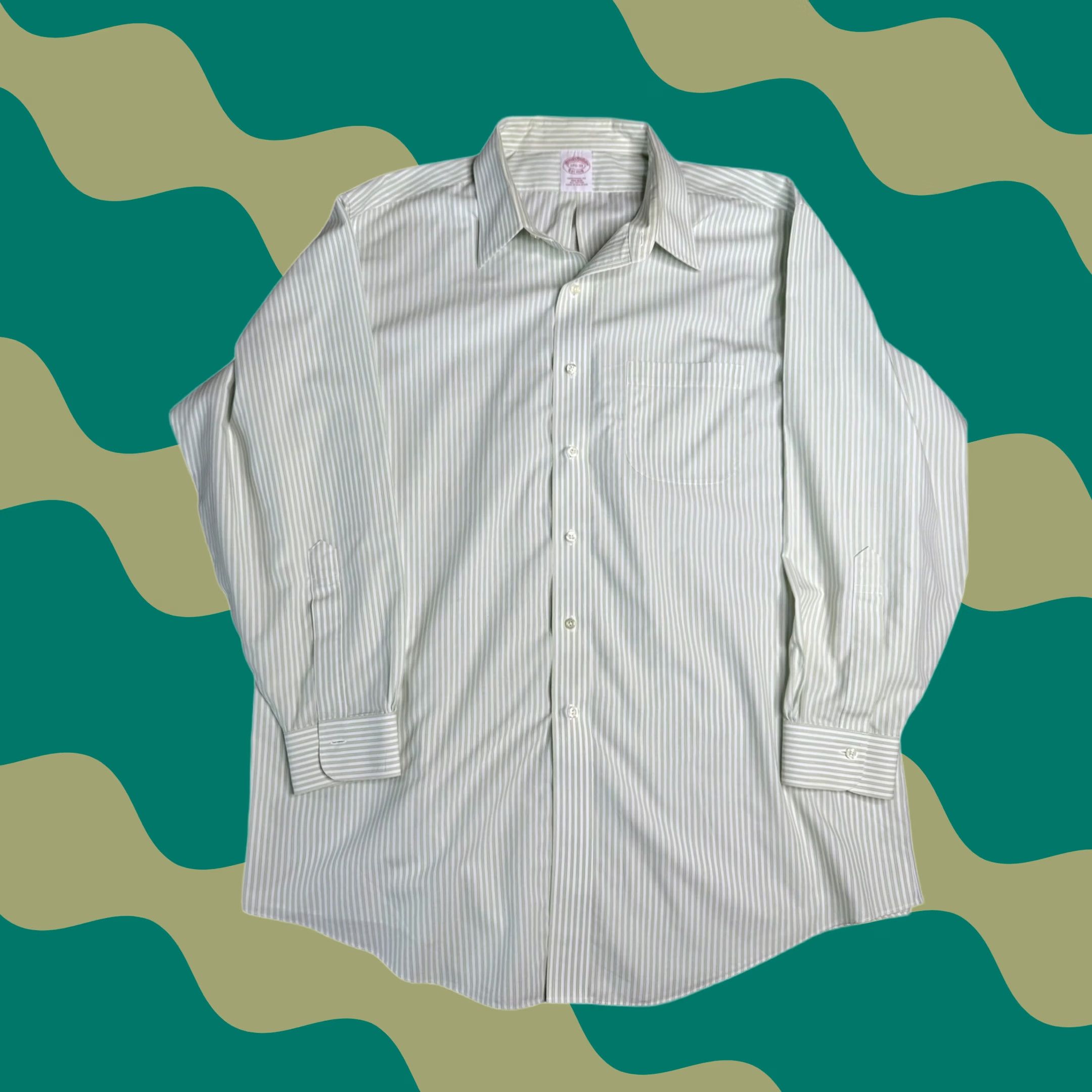 Brooks Brothers Brooks Brothers Mens Dress Shirt Button-Down Green Striped Traditional Fit 17.5-33 Long Sleeve Cotton Casual Business Mens 17.5 in Neck Size Slim? Size US XXL / EU 58 / 5 - 1 Thumbnail