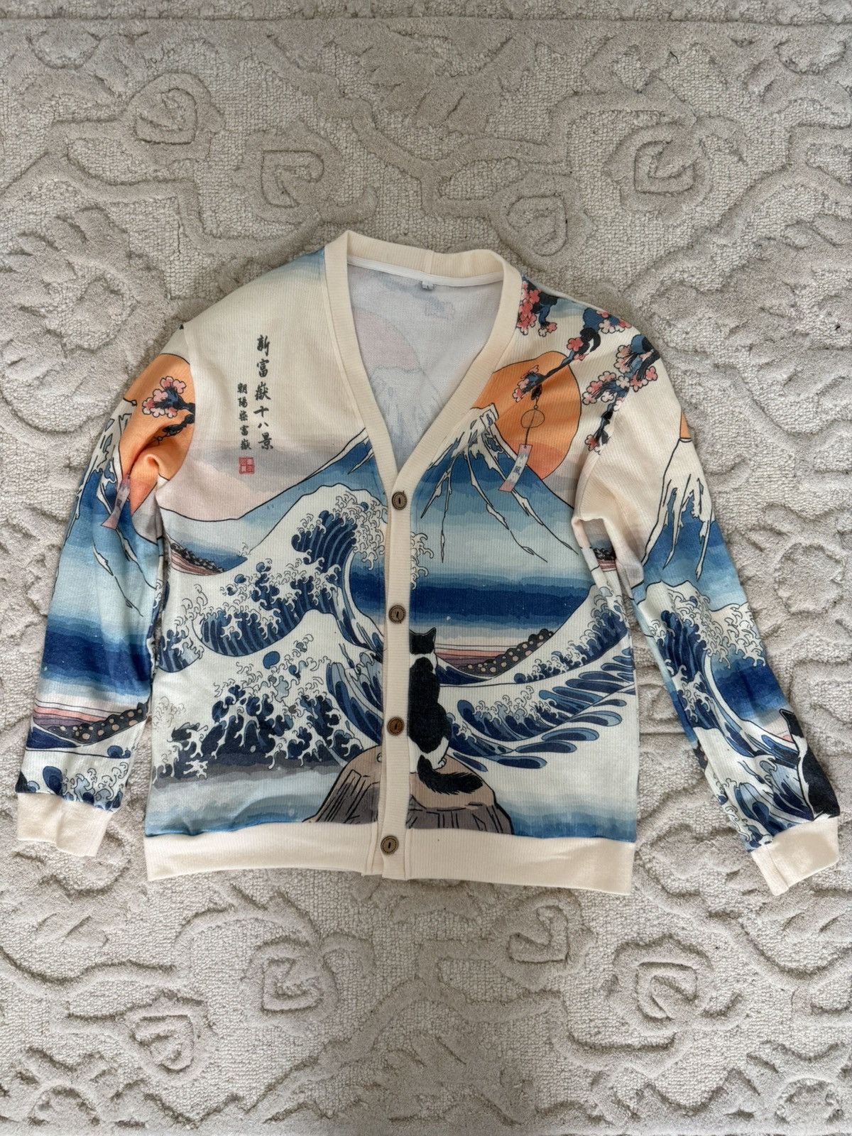 Vintage Vincent Painting Ocean Artwork Cardigan Size US L / EU 52-54 / 3 - 1 Thumbnail