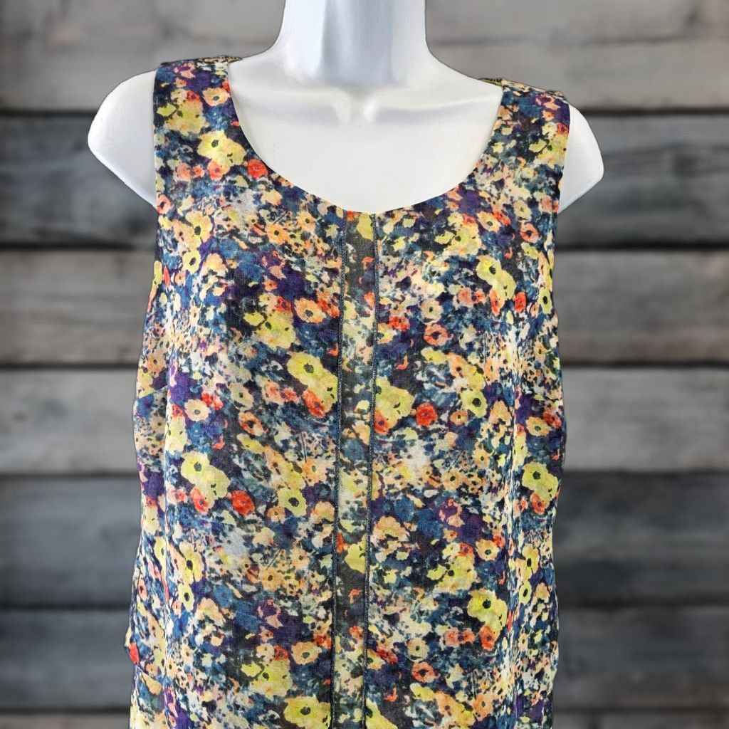 Vintage Cabi 5041 Blouse Womens Positano Yellow Floral Sleeveless Scoop Neck Sz S Shirt Ladies Size S / US 4 / IT 40 - 1 Thumbnail