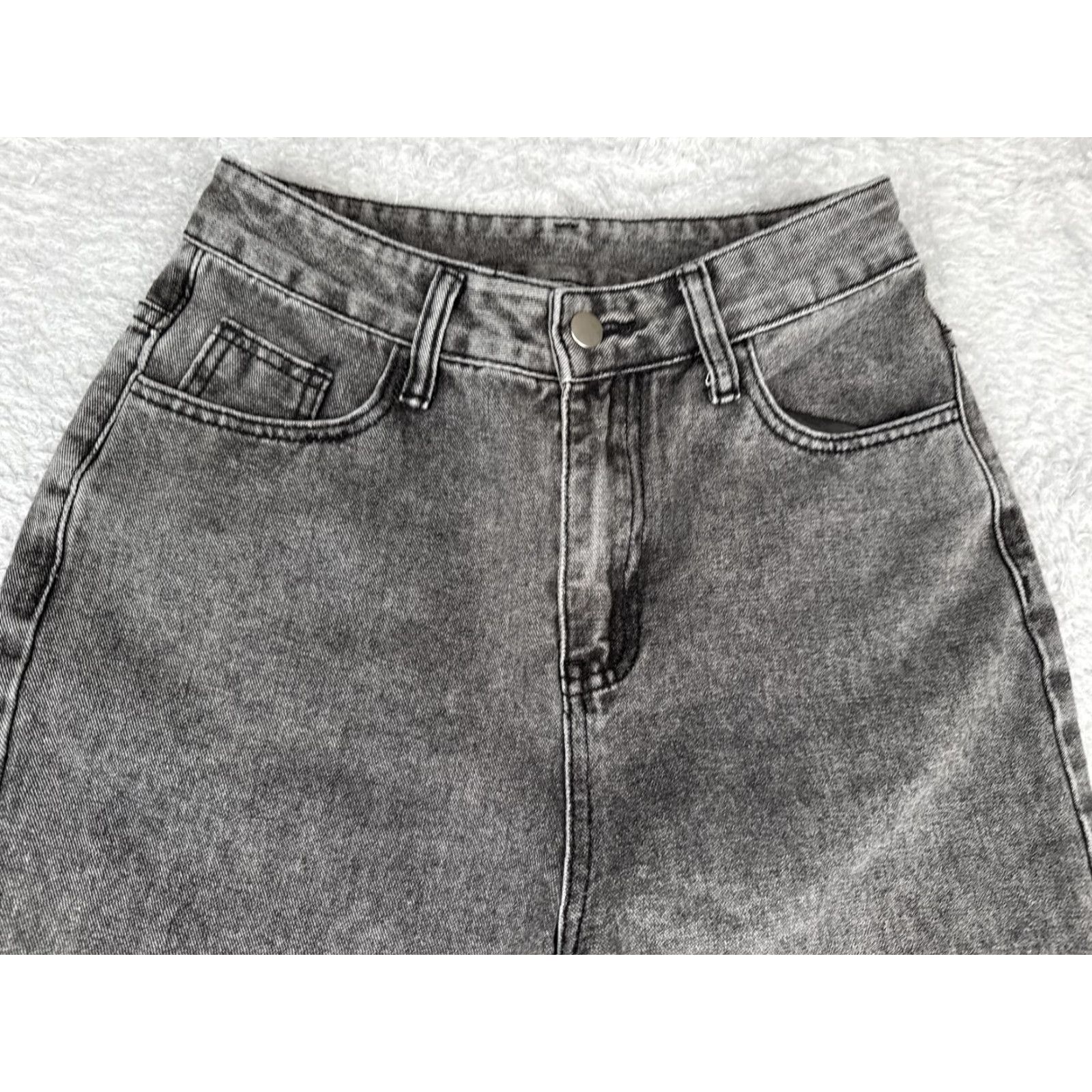 Shein SheIn Jeans Womens 4 Gray High Rise Straight Charcoal Wash Denim Cotton 25x28 Size 27" / US 4 / IT 40 - 4 Thumbnail