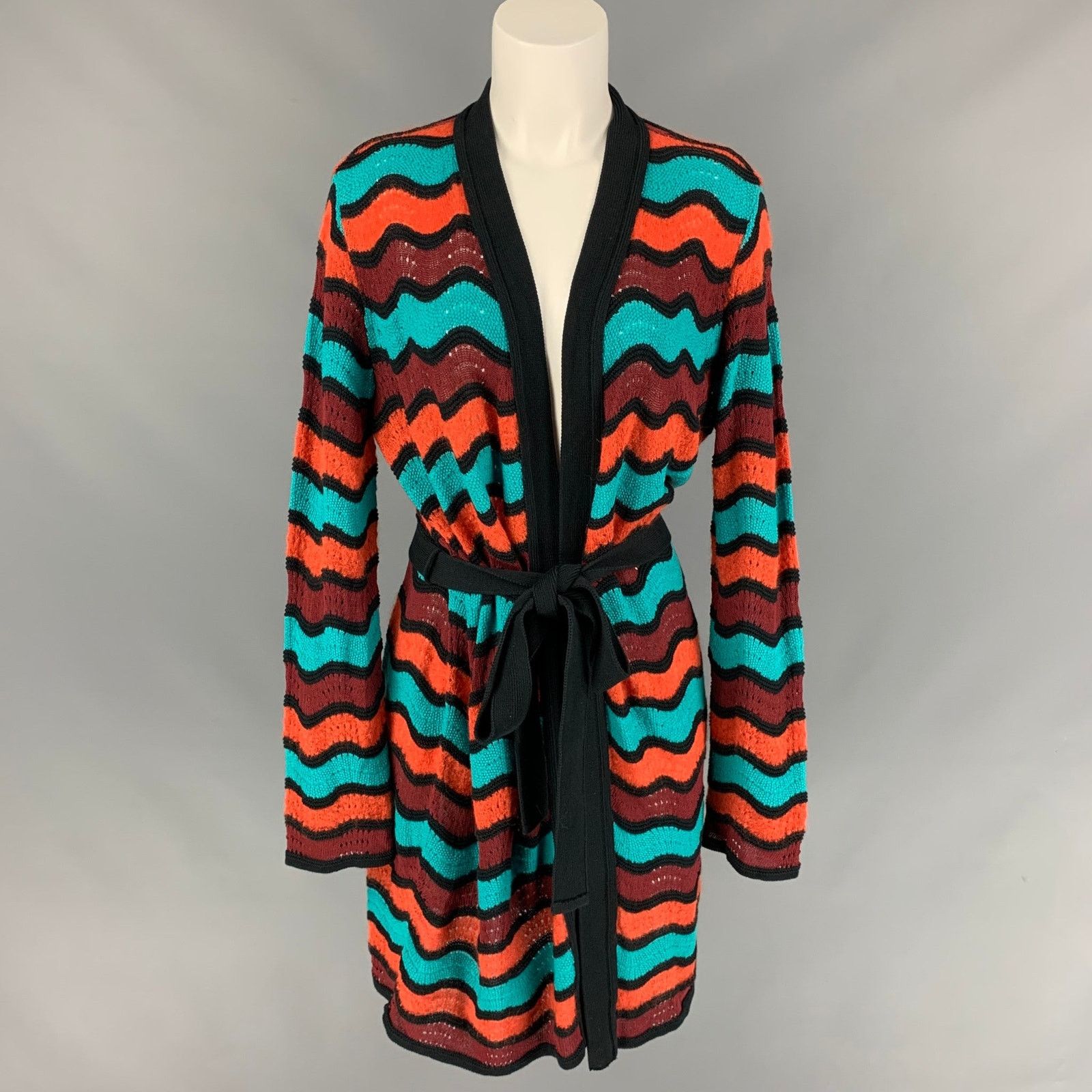 Other M MISSONI Size 6 Multi-Color Knitted Stripe Wool Blend Coat Size M / US 6-8 / IT 42-44 - 1 Thumbnail