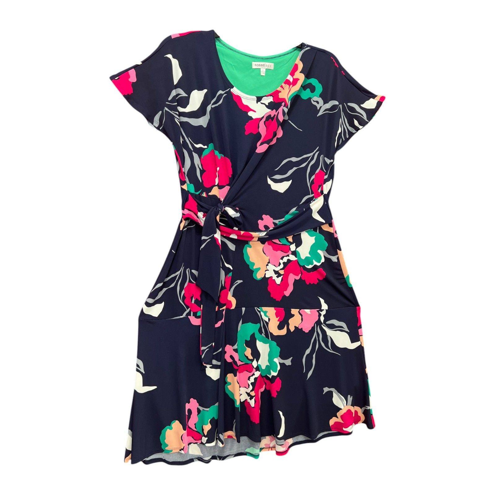 Other Robbie Bee - Women's Short Sleeve Floral Fit + Flare Dress - Size L / US 10 / IT 46 - 17 Thumbnail