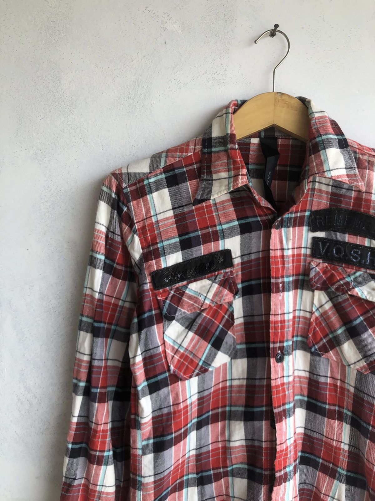 If Six Was Nine JAPANESE VANQUISH PATCHWORK GOTHIC BUTTON SHIRT ROCK PUNK Size US M / EU 48-50 / 2 - 4 Thumbnail