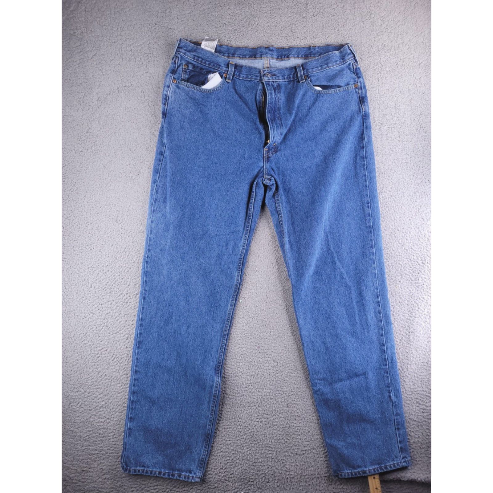 Levi's Levi's Jeans Mens 41x35 Blue 505 Denim Pants Tapered Straight Regular Size 41 Inseam 35 Color Blue Mens Size US 41 - 4 Thumbnail