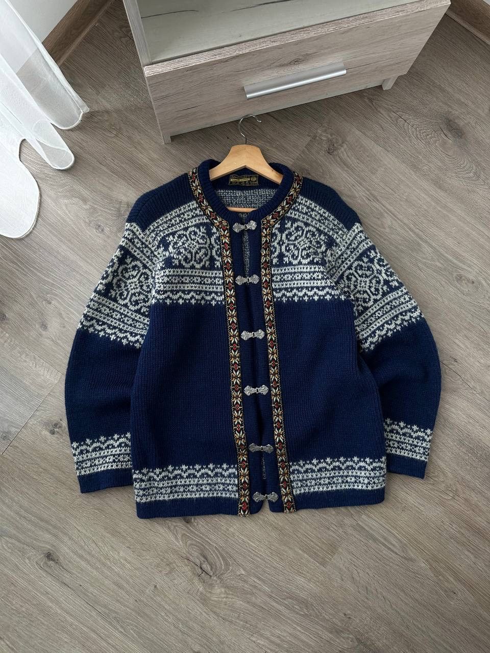 Vintage Vintage Nordsrikk Norway Wool Blue Cardigan Sweater Size US M / EU 48-50 / 2 - 1 Thumbnail