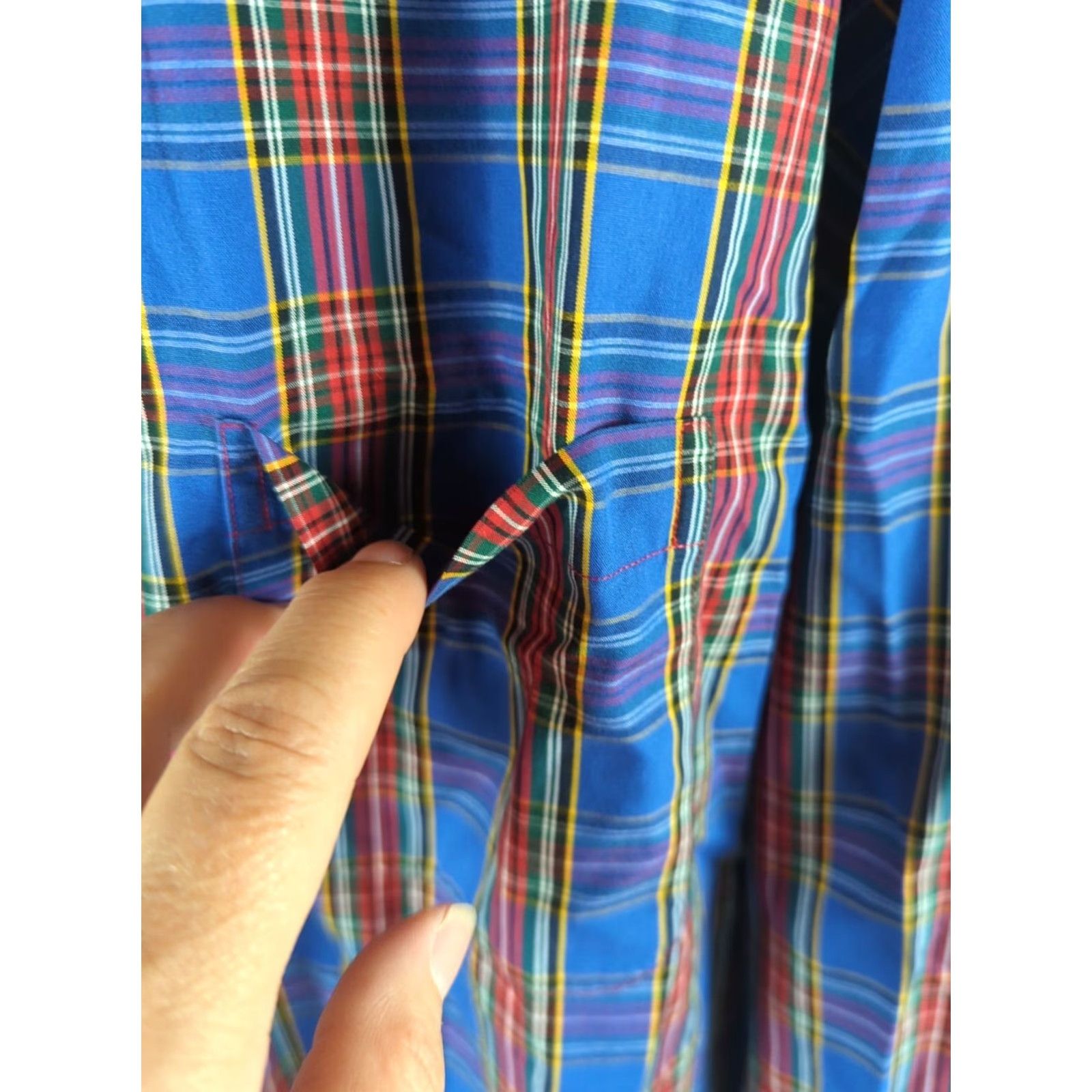 Lands' End VINTAGE Lands' End Mens Long Sleeve Button-Down Shirt, Big & Tall, 17-34, Blue Plaid, Cotton Blend Size US XL / EU 56 / 4 - 3 Thumbnail