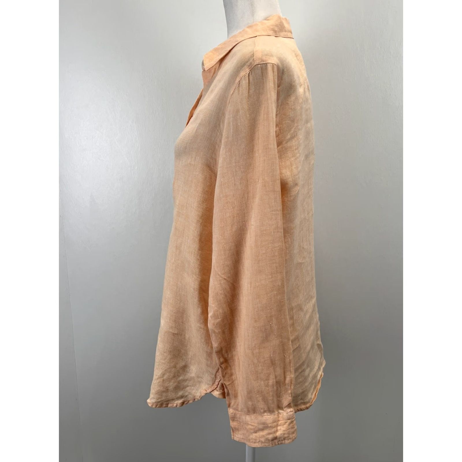 J. Jill J. Jill Shirt Women Sz Small Linen Peach Beach Summer Coastal Button Up Love Size S / US 4 / IT 40 - 2 Thumbnail