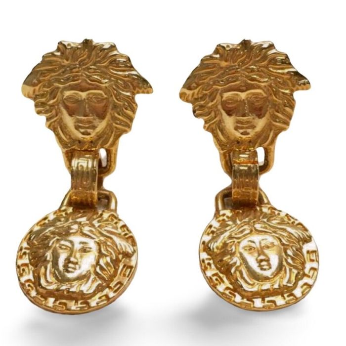 Versace GIANNI VERSACE Vintage gold tone medusa face motif dangle ...