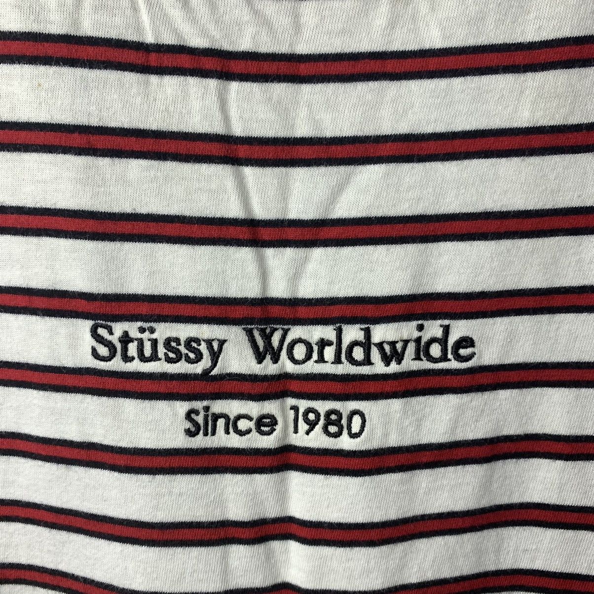 Stussy × Vintage Y2k Vintage Stussy Striped Tee Size US L / EU 52-54 / 3 - 4 Thumbnail