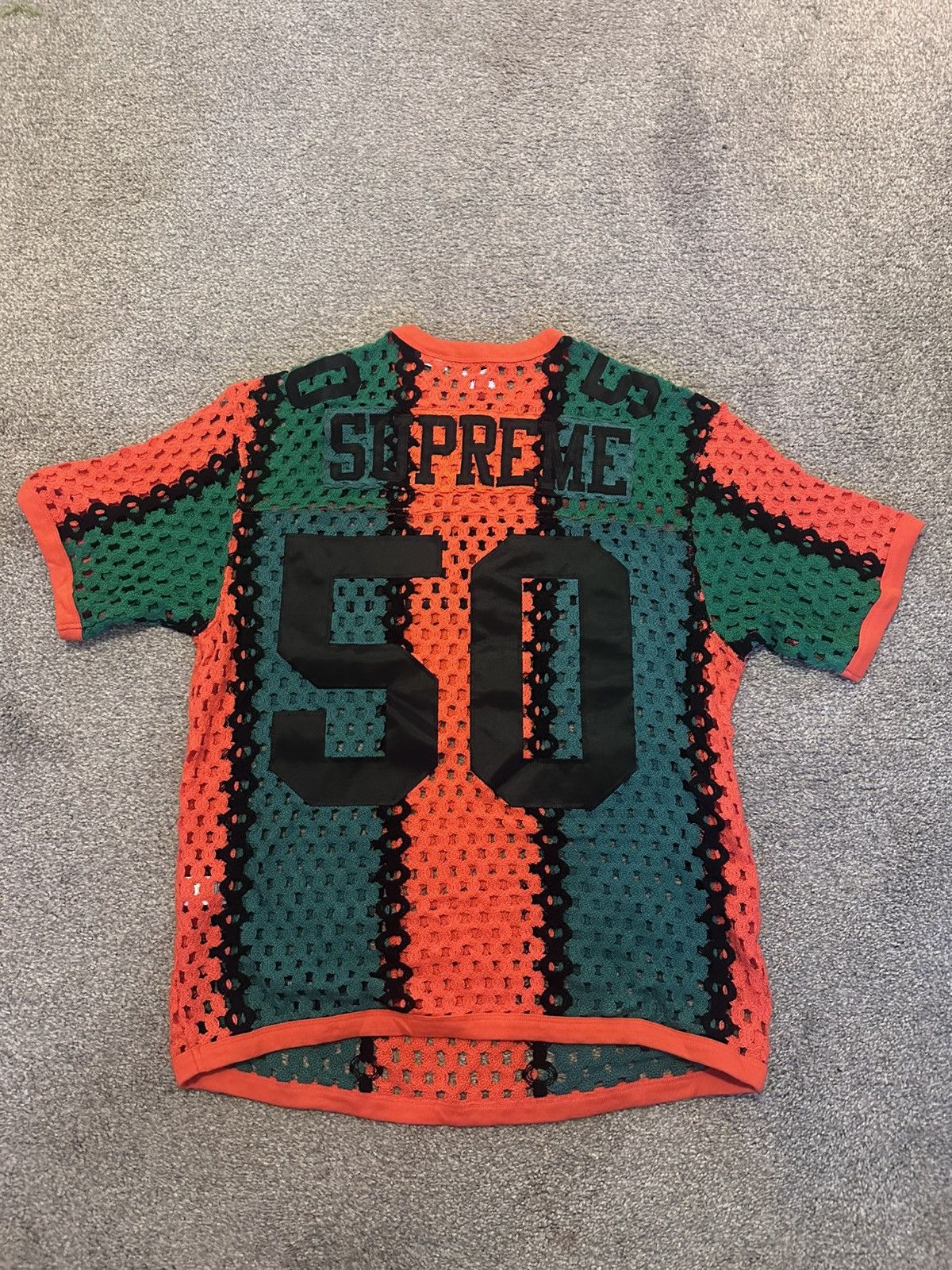 Supreme Supreme crochet football jersey Medium green and orange Size US M / EU 48-50 / 2 - 7 Thumbnail
