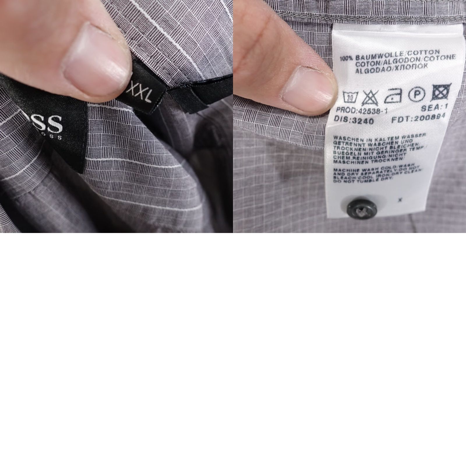 Hugo Boss HUGO BOSS Grey Check Long Sleeve Button-Up Shirt Men’s 2XL Size US XXL / EU 58 / 5 - 8 Thumbnail